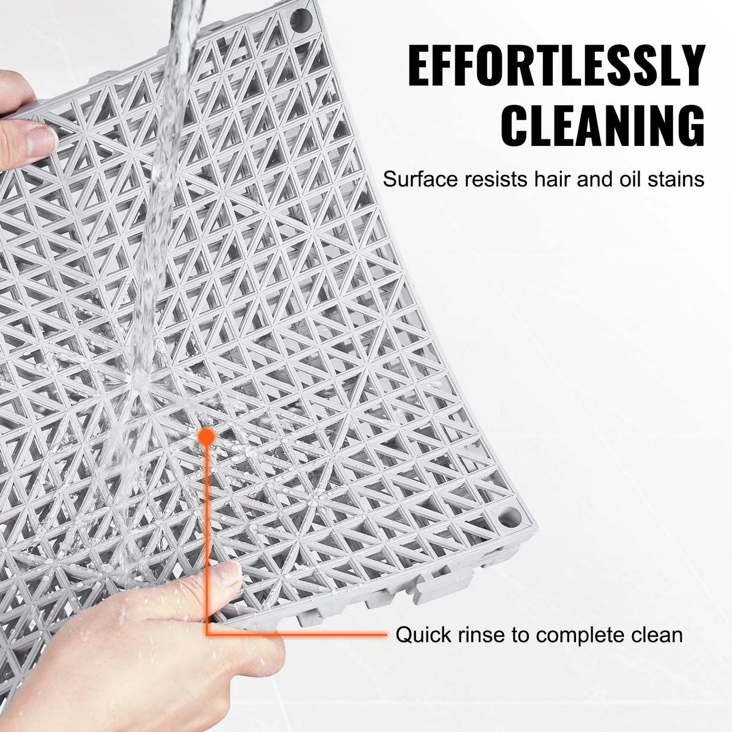VEVOR Interlocking Tile 50PCS Gray, Drainage Tiles 12 X 12 Splicing, Soft PVC Interlocking Drainage Floor Tiles, Non-Slip Drainage Holes for Restroom, Bathroom, Kitchen, Pool, Wet Areas