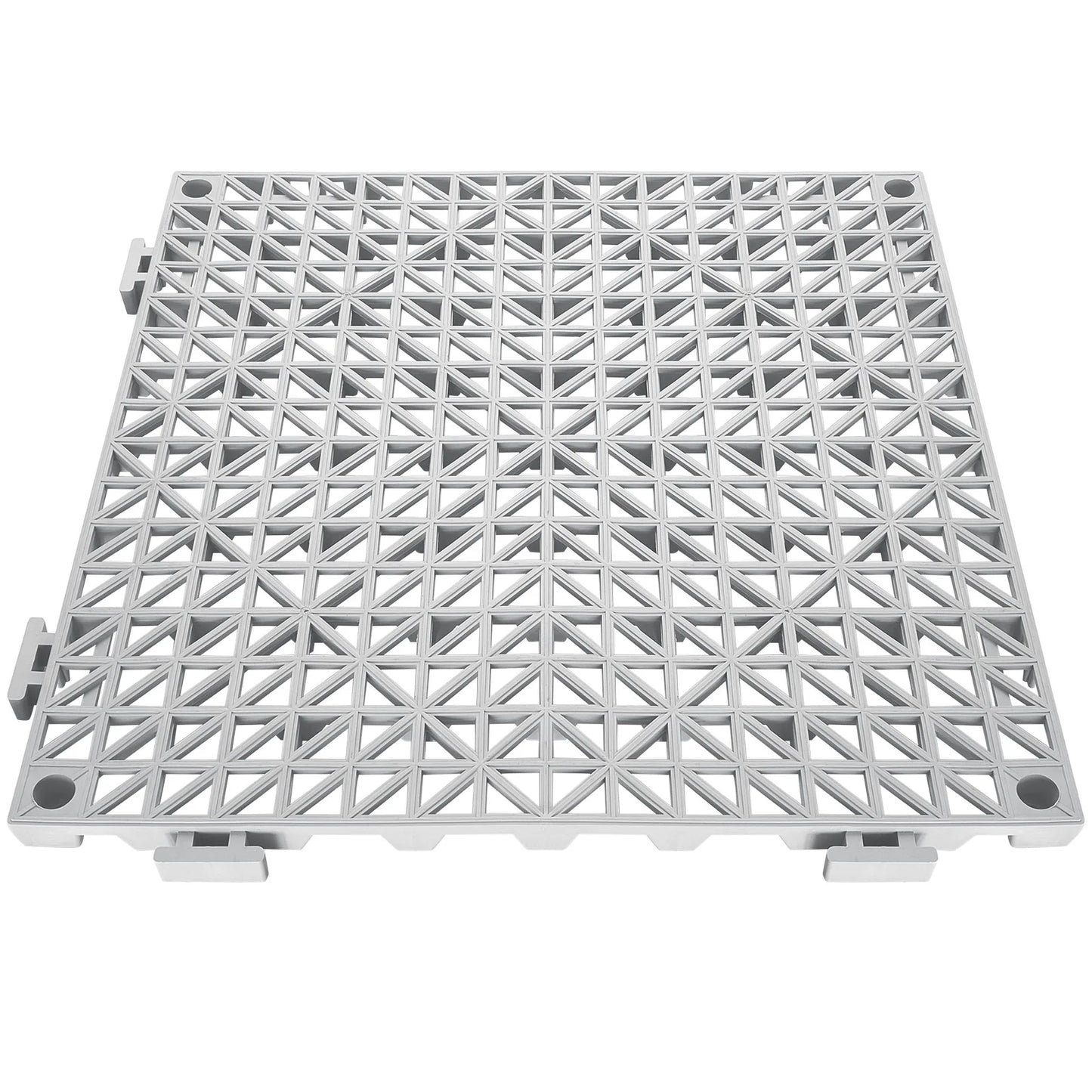 VEVOR Interlocking Tile 50PCS Gray, Drainage Tiles 12 X 12 Splicing, Soft PVC Interlocking Drainage Floor Tiles, Non-Slip Drainage Holes for Restroom, Bathroom, Kitchen, Pool, Wet Areas