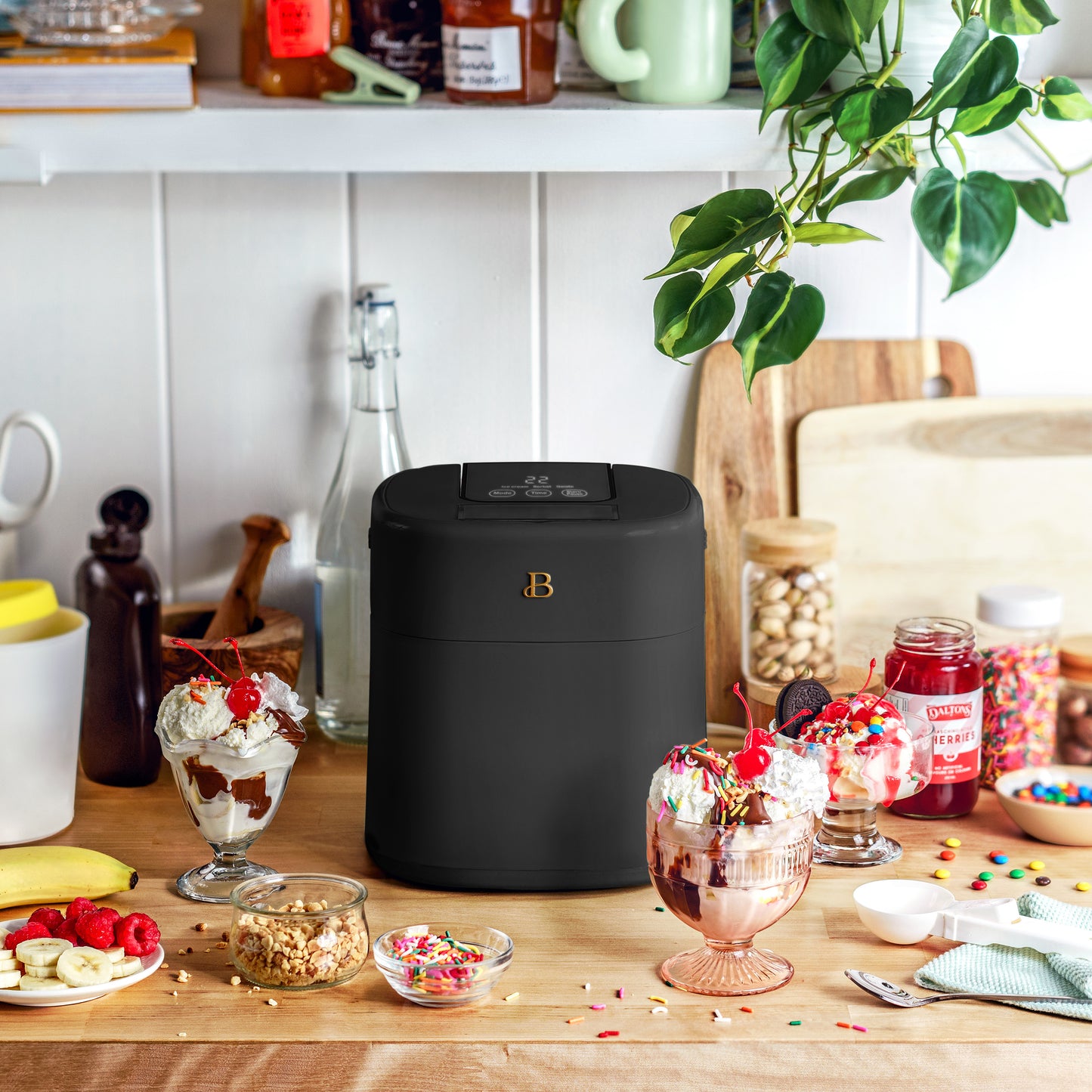 1.5 Qt Ice Cream Maker with Touch Activated Display, Black Sesame by Drew Barrymore