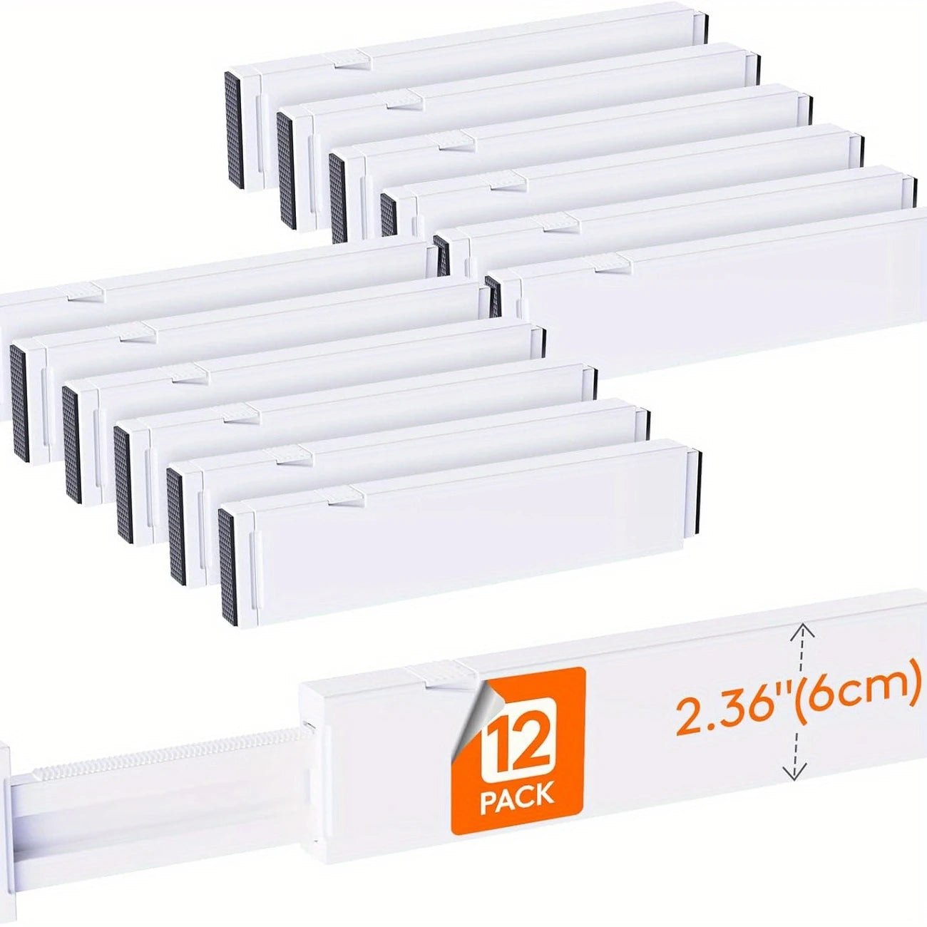 Pack Clothes Drawer Dividers 2.36" High,11"-17" Adjustable Drawer Organizer