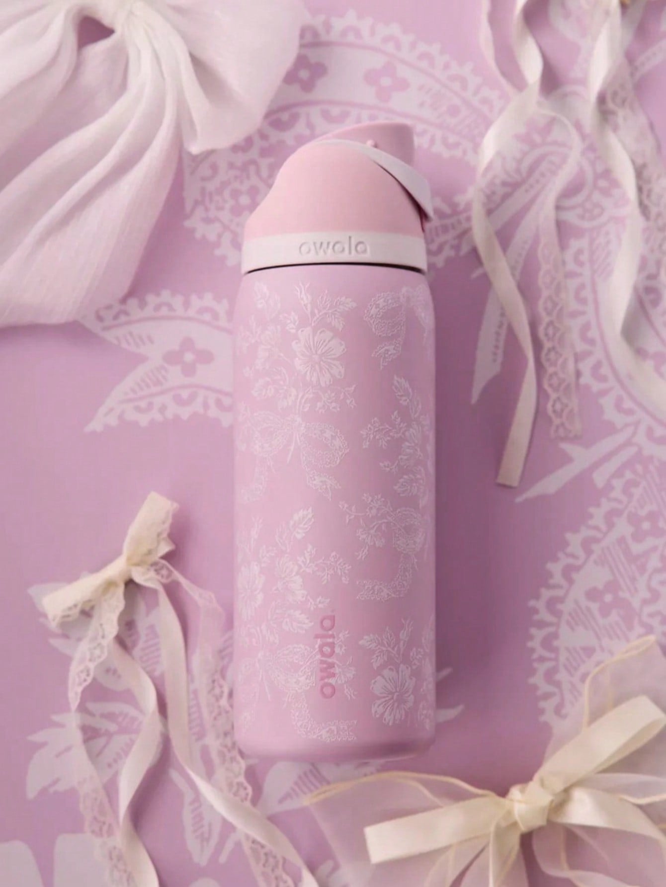 OWALAs FreeSip Limited Edition Water Pink Flowers24Oz/32Oz