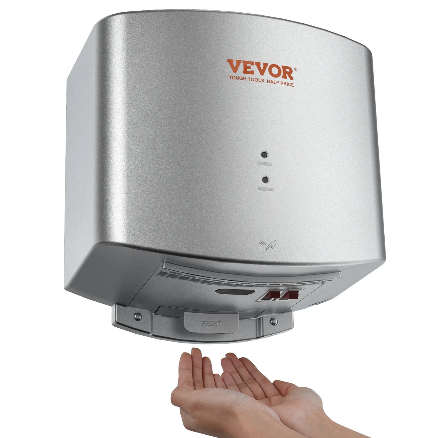 VEVOR Heavy Duty Commercial Hand Dryer, 1400W Automatic High Speed ABS Warm Wind Hand Blower, 120V & Built-In Filter Sponge & Low Noise & Effortless Installation, Compliant for Industry Home