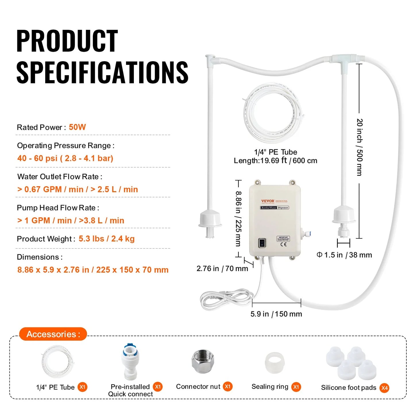 120V Ac Bottled Water Dispensing Pump System Replaces Bunn Flojet -Am