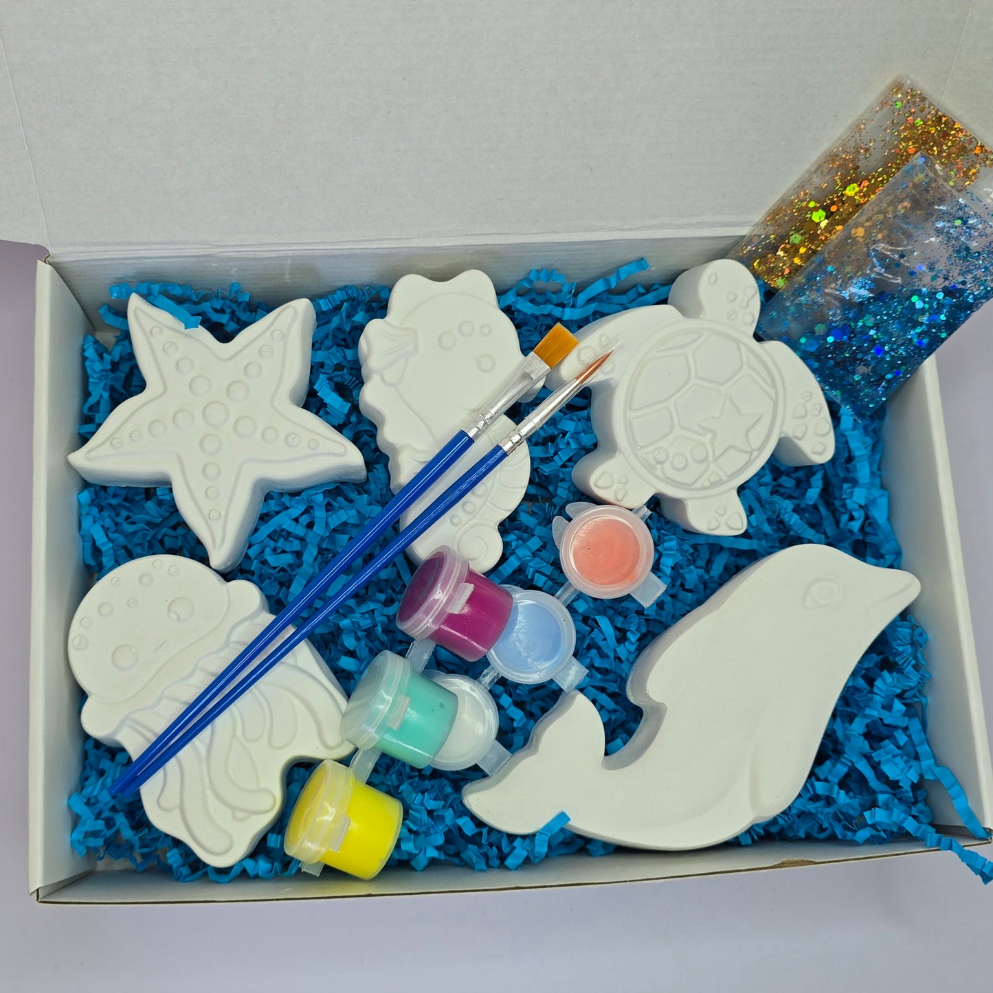 Ocean Friends Plaster of Paris Painting Gift Box – Dolphin, Turtle, Starfish, Jellyfish & Seahorse