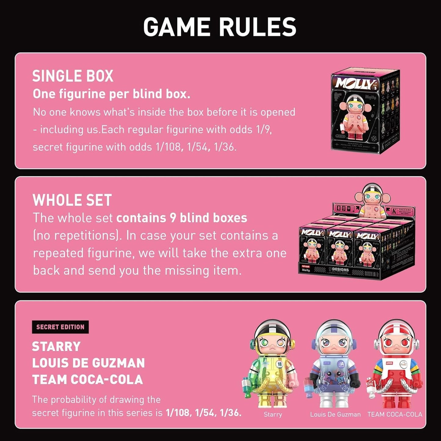 MEGA Space Molly 100% Series 3, Molly Blind Box Figures, Random Design Action Figures Collectible Toys Home Decorations, Holiday Birthday Gifts for Boys and Girls, Whole Set