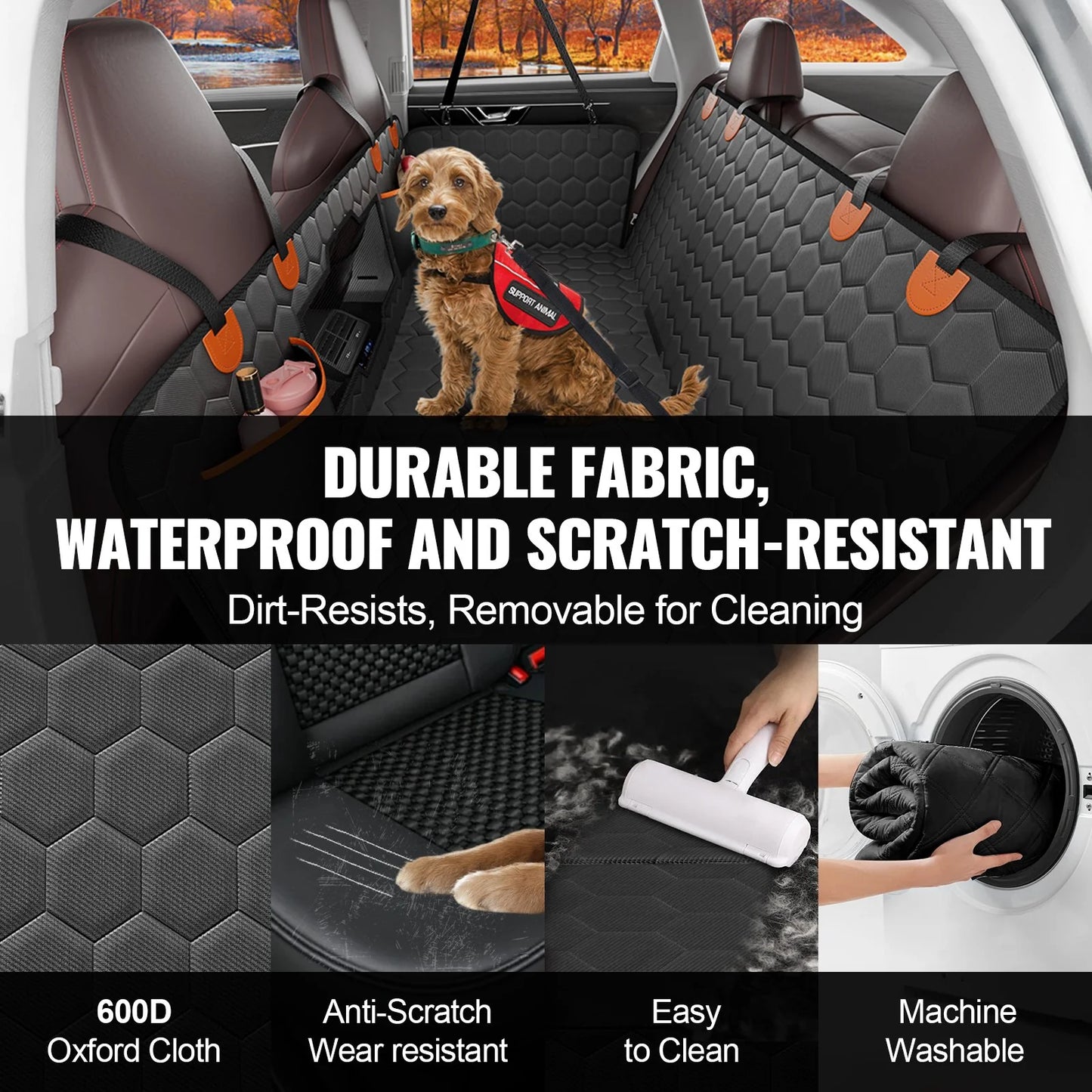 VEVOR 54 X 25.6 in Dog Car Seat Cover for Back Seat Waterproof 600D for Cars