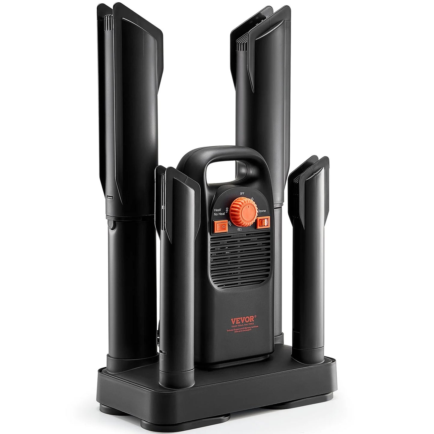 VEVOR Detachable 4-Tube Shoe Dryer with Timer and Quick Drying Black & Orange,Ultra Silent, Quick Drying for Work Boots, Ski Boots, Sneakers, Gloves, Hats, Helmets