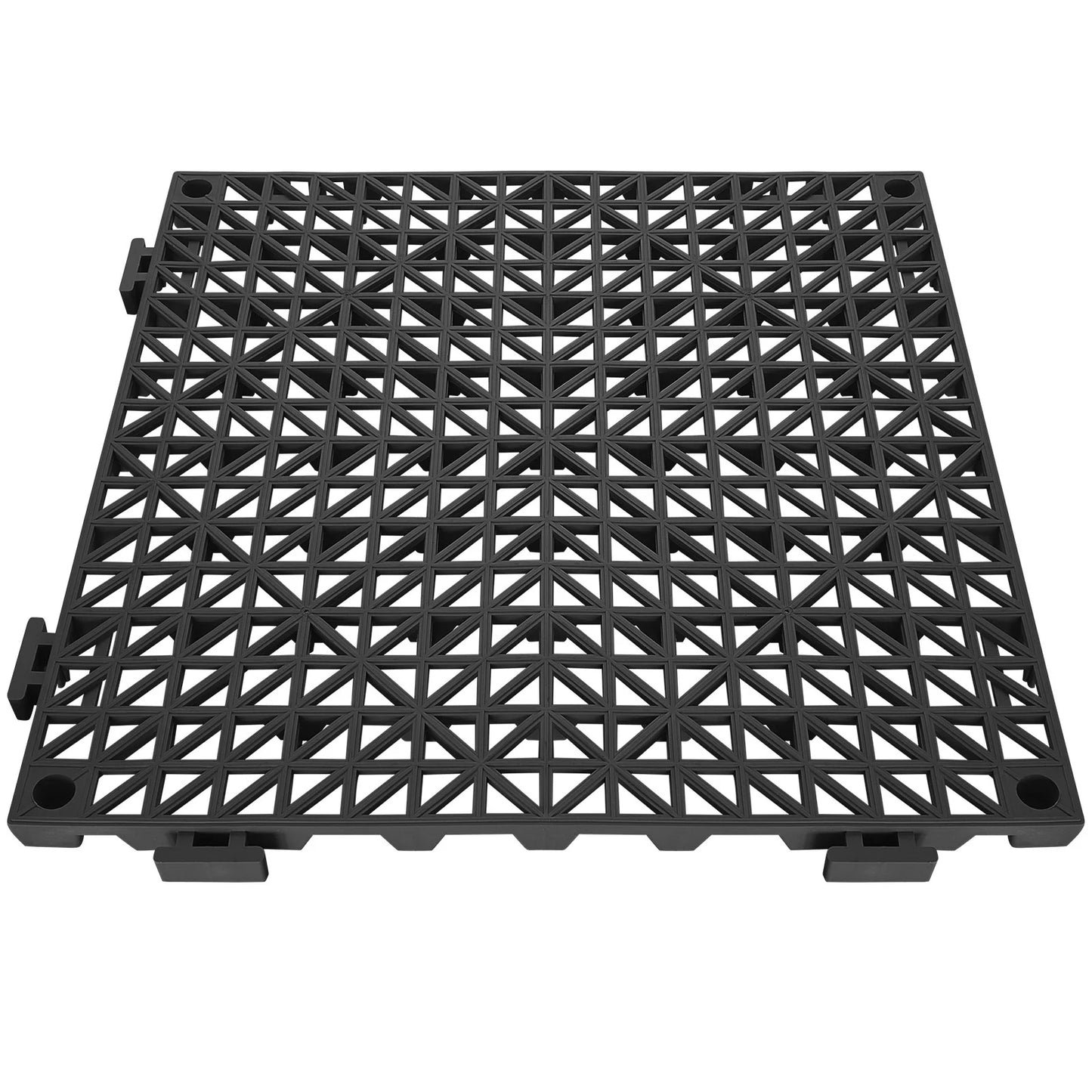 VEVOR Interlocking Tile 50PCS Black, Drainage Tiles 12 X 12 Splicing, Soft PVC Interlocking Drainage Floor Tiles, Non-Slip Drainage Holes for Restroom, Bathroom, Kitchen, Pool, Wet Areas