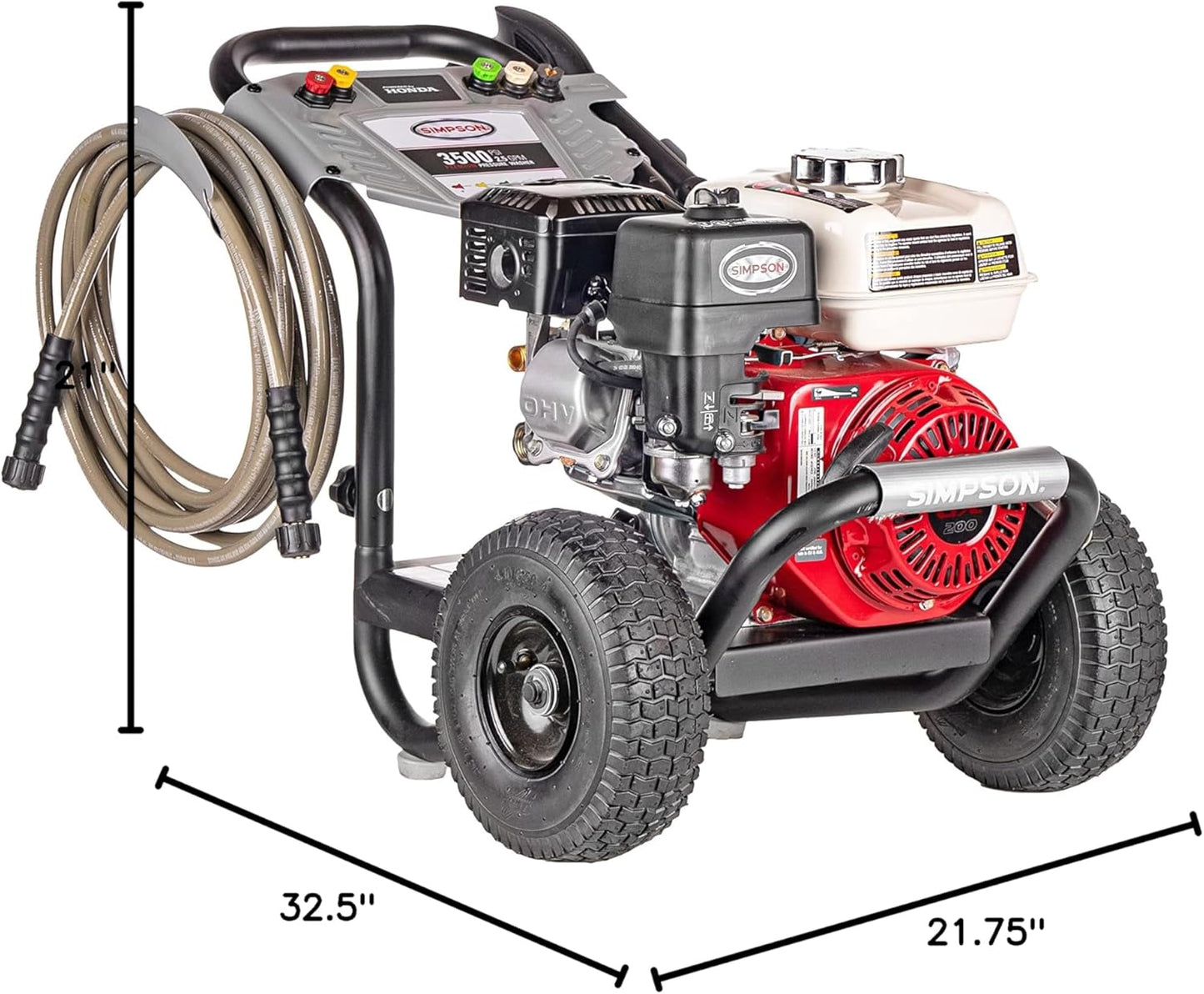 61014 3500 PSI at 2.5 GPM Honda GX200 with AAA AX300 Axial Cam Pump Cold Water Professional Gas Pressure Washer PS61002-S