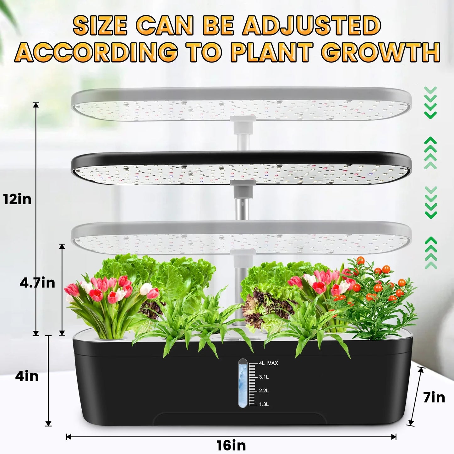 12 Pods Hydroponics Growing System, Indoor Herb Garden Kit with Grow Lights, Height Adjustable Planting Germination Kit with Pump, Gardening Gifts Home Decor