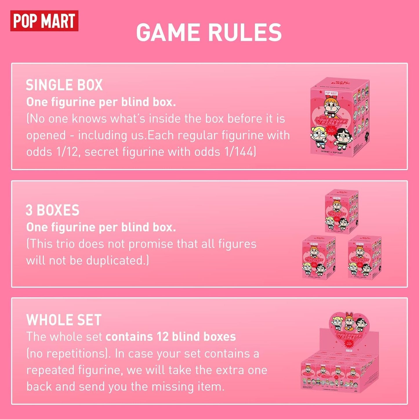 Crybaby X Powerpuff Girls Series Figures, Crybaby Blind Box Figures, Random Design Action Figures Collectible Toys Home Decorations, Holiday Birthday Gifts for Girls and Boys, Single Box