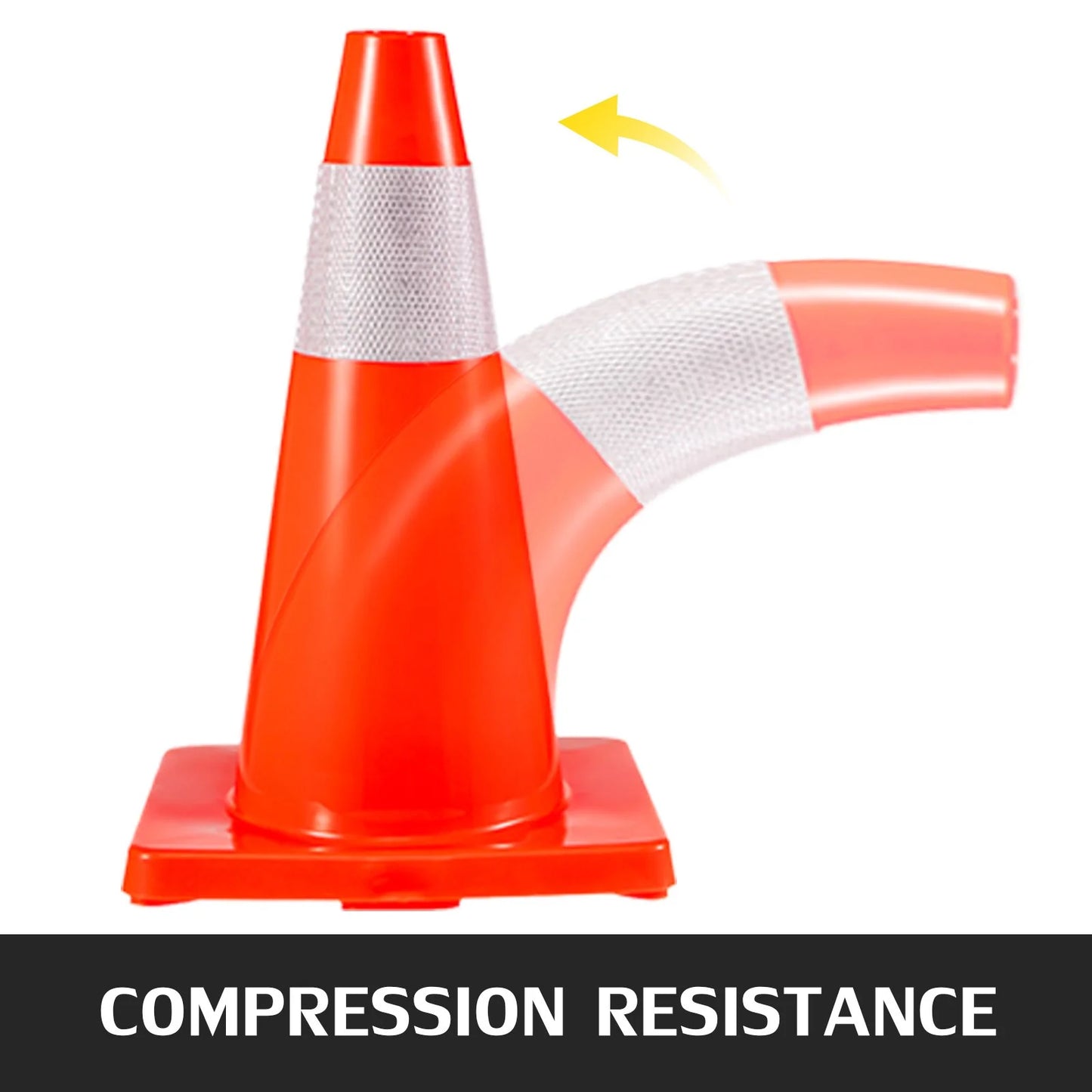 VEVOR 20Pack 18 Traffic Cones, Safety Road Parking Cones PVC Base, Orange Traffic Cone with Reflective Collars, Hazard Construction Cones for Home Traffic Parking