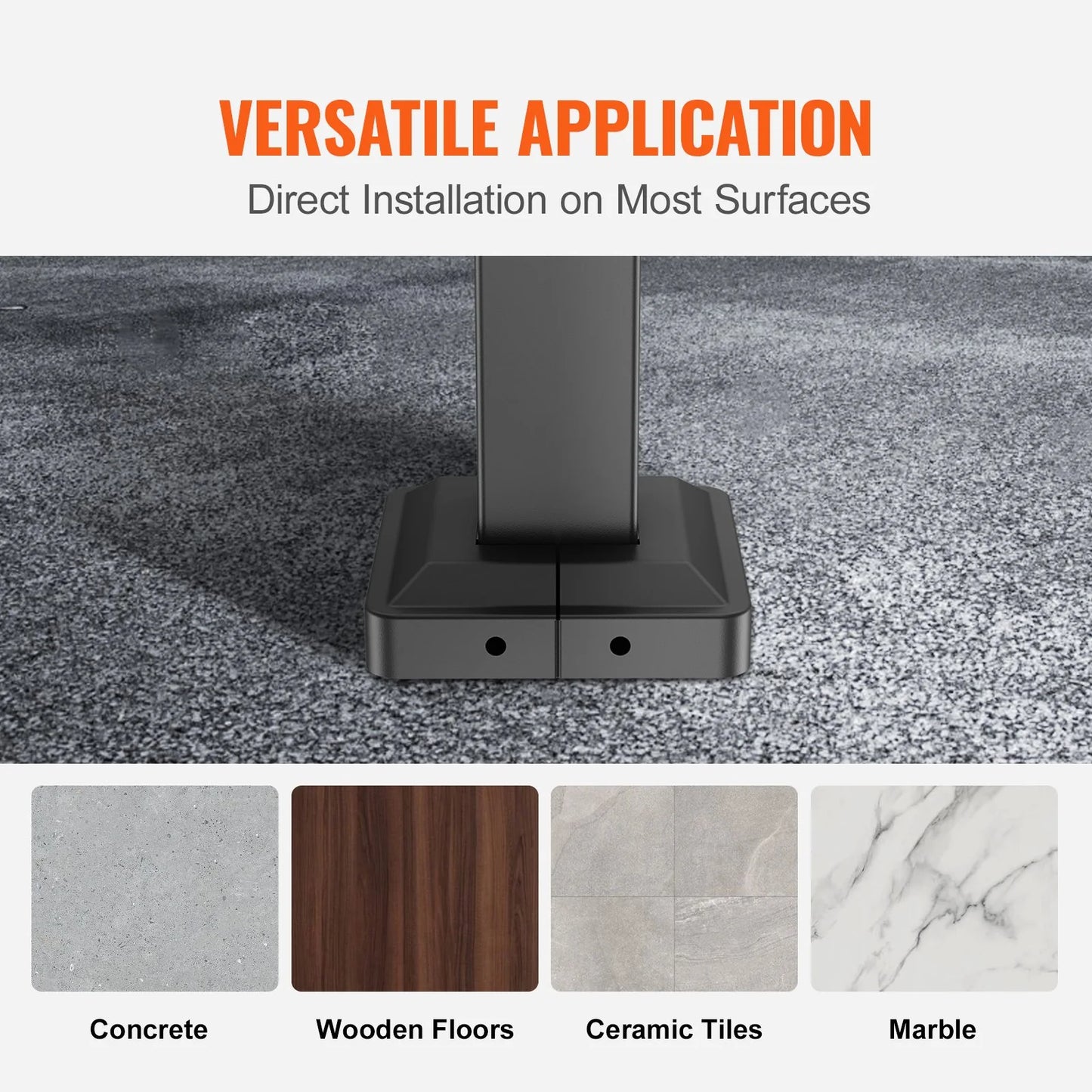 VEVOR Handrails for Outdoor Steps, Fit 1-3 Steps Outdoor Stair Railing, Wrought Iron Handrail, Adjustable Front Porch Hand Rail, Black Transitional Hand Railings for Concrete Steps or Wooden Stairs