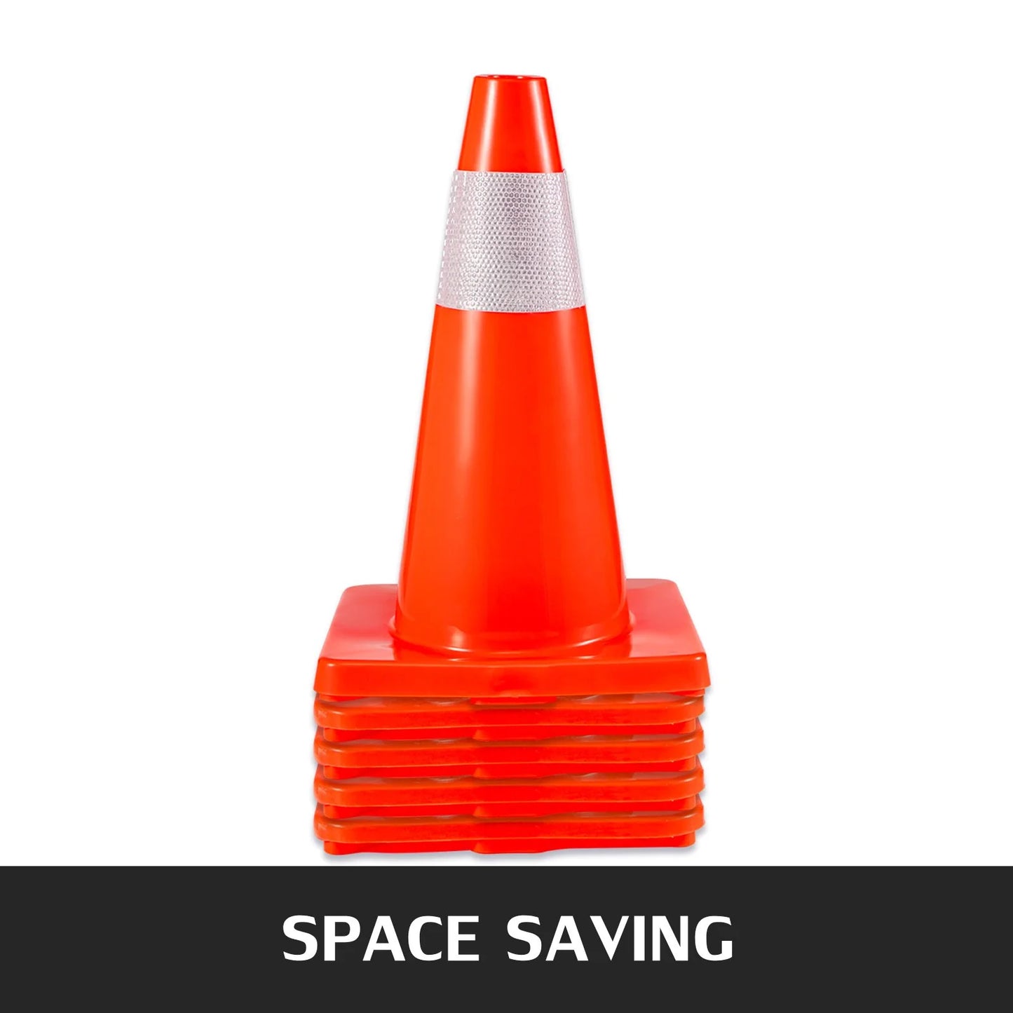 VEVOR 20Pack 18 Traffic Cones, Safety Road Parking Cones PVC Base, Orange Traffic Cone with Reflective Collars, Hazard Construction Cones for Home Traffic Parking