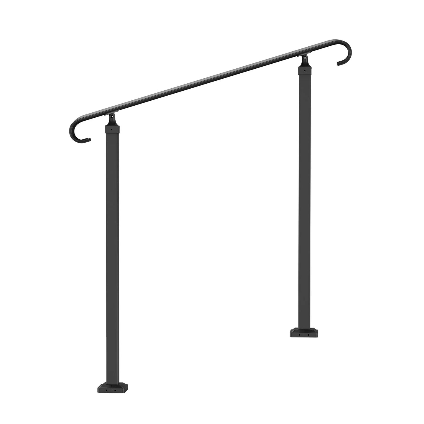 VEVOR Handrails for Outdoor Steps, Fit 1-3 Steps Outdoor Stair Railing, Wrought Iron Handrail, Adjustable Front Porch Hand Rail, Black Transitional Hand Railings for Concrete Steps or Wooden Stairs