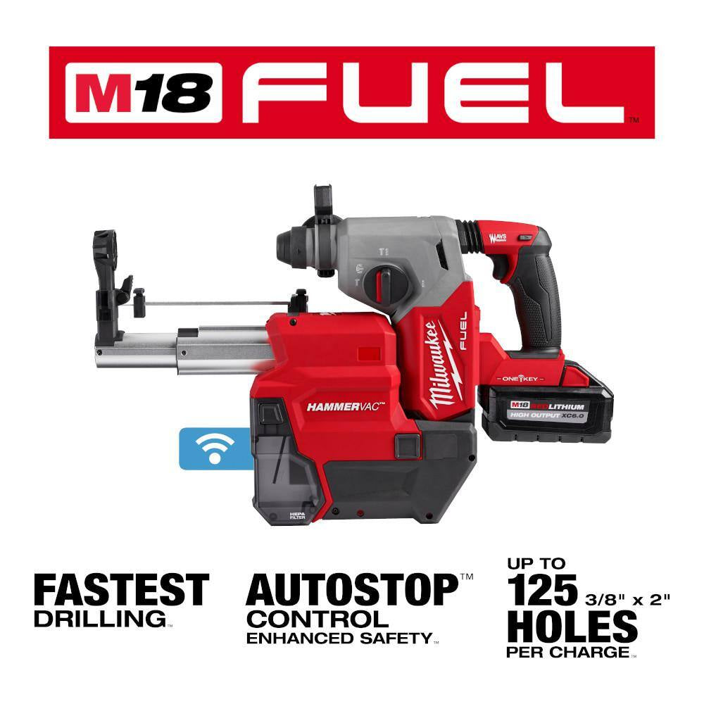 M18 FUEL ONE-KEY 18V Lithium-Ion Brushless Cordless 1 In. Sds-Plus Rotary Hammer W/Dust Extractor Kit