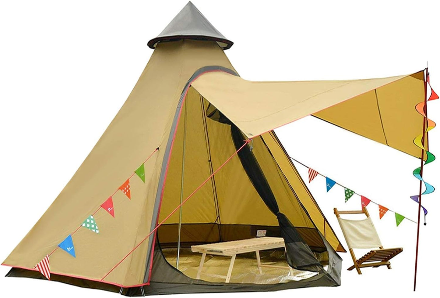 12'X10'X8'Dome Camping Tent 5-6 Person 4 Season Double Layers Waterproof Anti-Uv Windproof Tents Family Outdoor Camping Tent