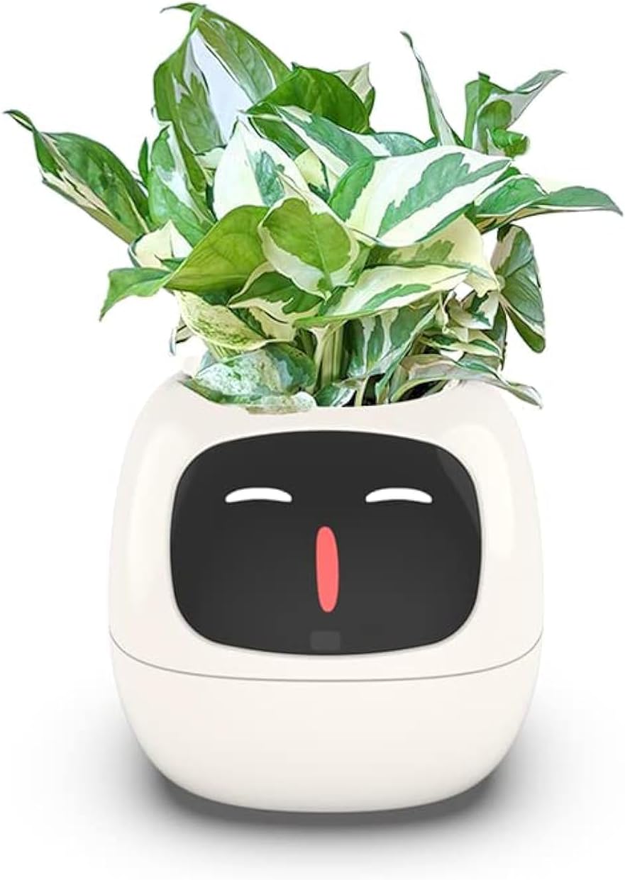 Smart Flowerpots,Smart Pet Planter,Ai Planter,Intelligent Flowerpots,Multiple Expressions,7 Smart Sensors, and Ai Chips Make Raising Plants Easy and Fun for Living Room,Plant-Free(Green)