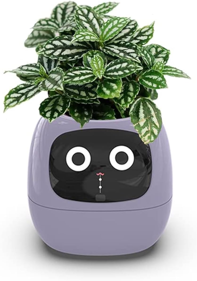 Smart Flowerpots,Smart Pet Planter,Ai Planter,Intelligent Flowerpots,Multiple Expressions,7 Smart Sensors, and Ai Chips Make Raising Plants Easy and Fun for Living Room,Plant-Free(Green)