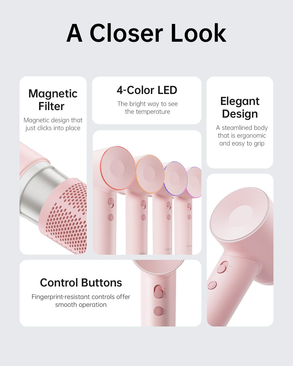 Hair Dryer SE, 200 Million Negative Ionic Blow Dryer with 105,000 RPM Brushless Motor 1400W Powerful Fast Drying High-Speed Low Noise Hairdryer with Magnetic Attachments