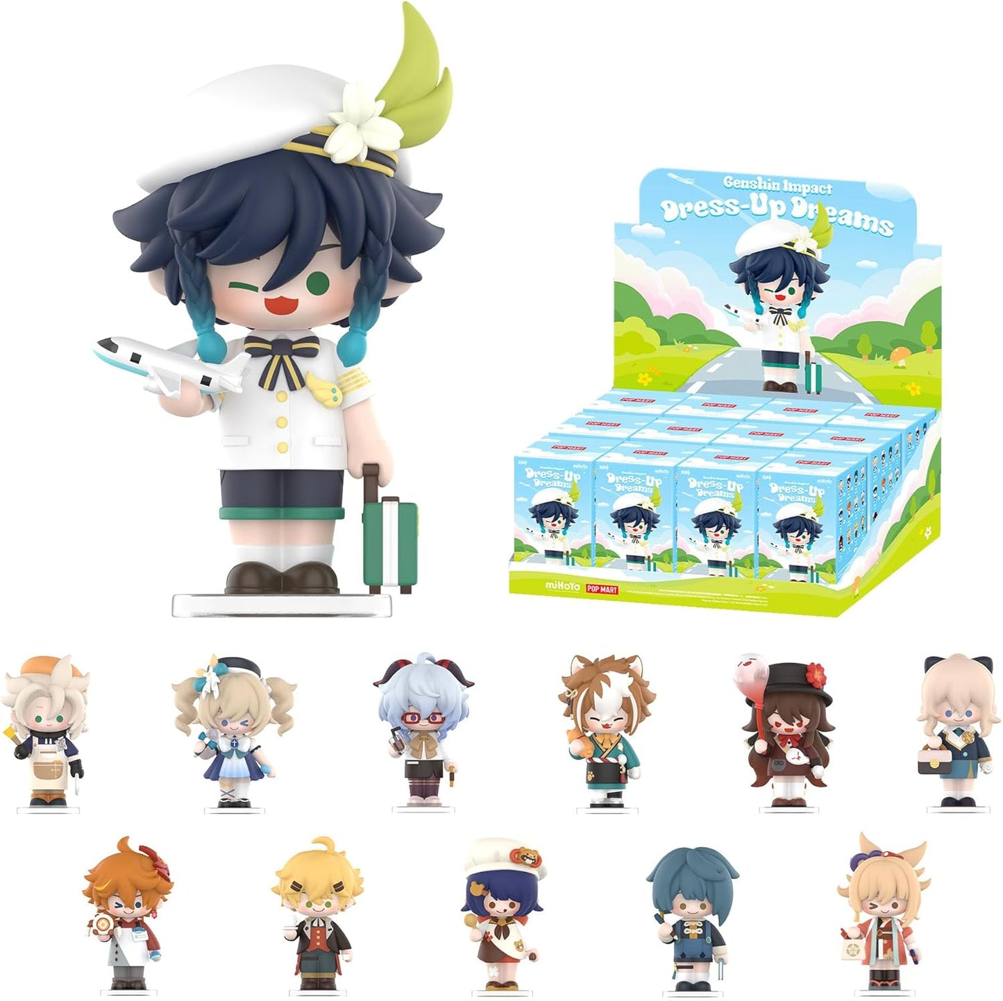 Genshin Impact Dress-Up Dreams Themed Chibi Series Figures, 12Pcs Genshin Impact Blind Box Figures, Random Design Action Figures Collectible Toys Home Decorations,Birthday Gifts, Whole Set