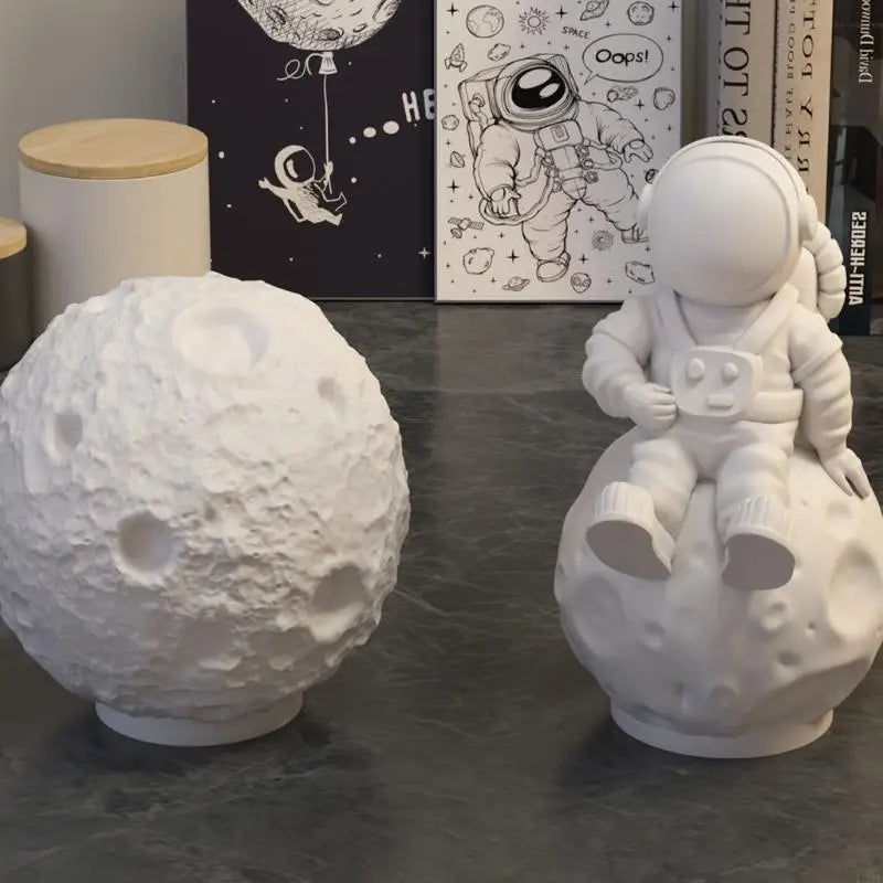L21E Silicone Mold for Moon Space Figure Easy to Use Silicone Mold for Making Astronautic Crafts Table Decors Ornament
