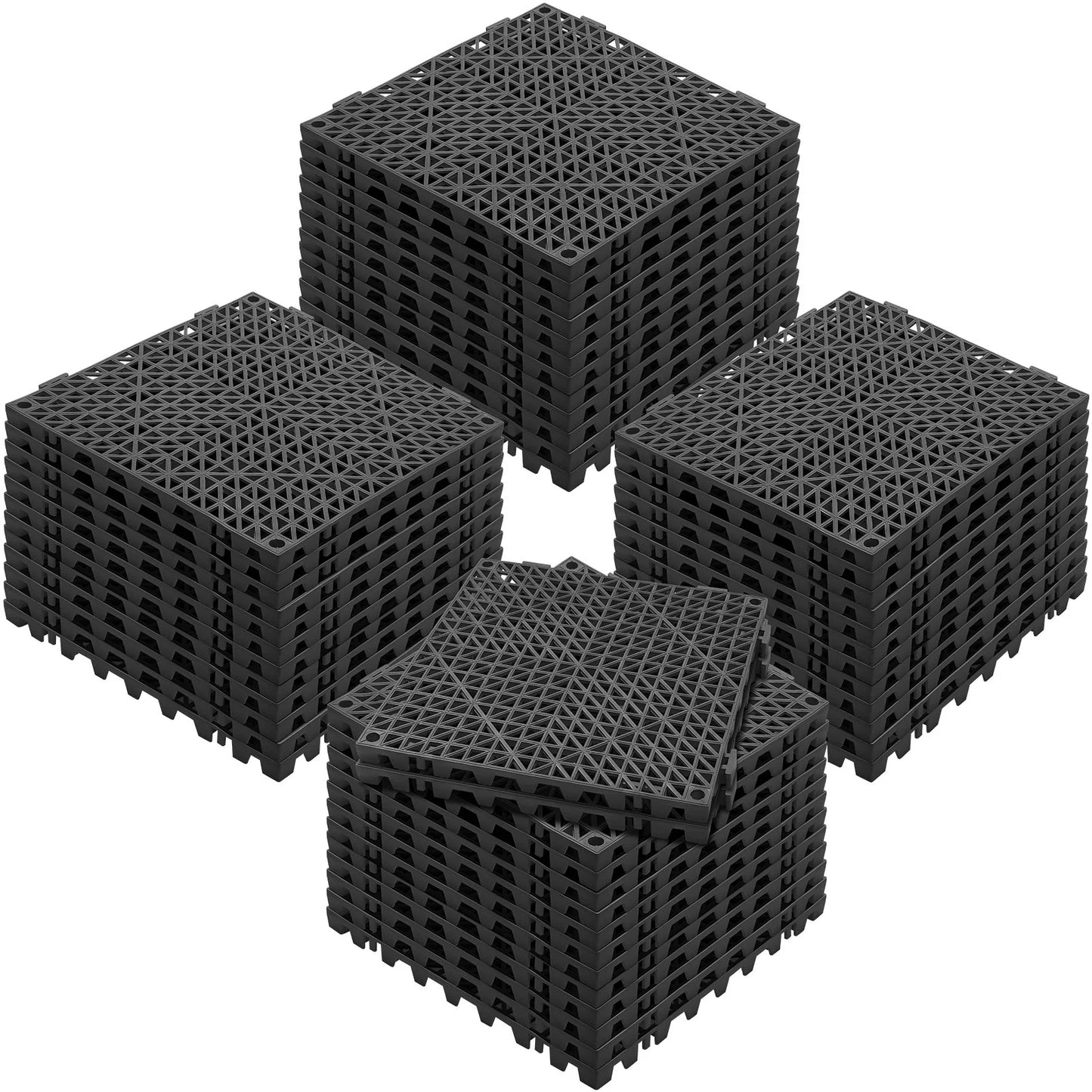 VEVOR Interlocking Tile 50PCS Black, Drainage Tiles 12 X 12 Splicing, Soft PVC Interlocking Drainage Floor Tiles, Non-Slip Drainage Holes for Restroom, Bathroom, Kitchen, Pool, Wet Areas