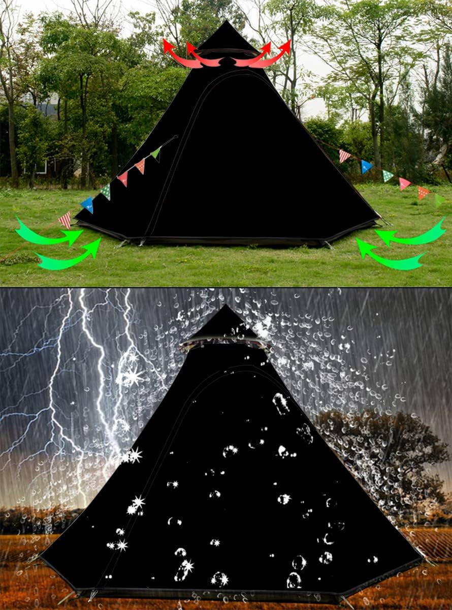 12'X10'X8'Dome Camping Tent 5-6 Person 4 Season Double Layers Waterproof Anti-Uv Windproof Tents Family Outdoor Camping Tent