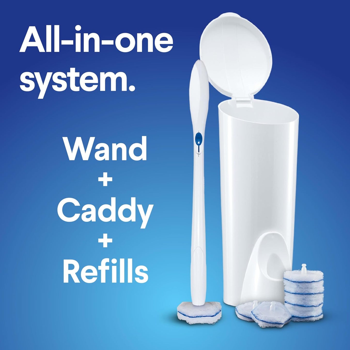 Original Cleaning System, Toiletwand, Storage Caddy, 6 Refill Heads, (Package May Vary)
