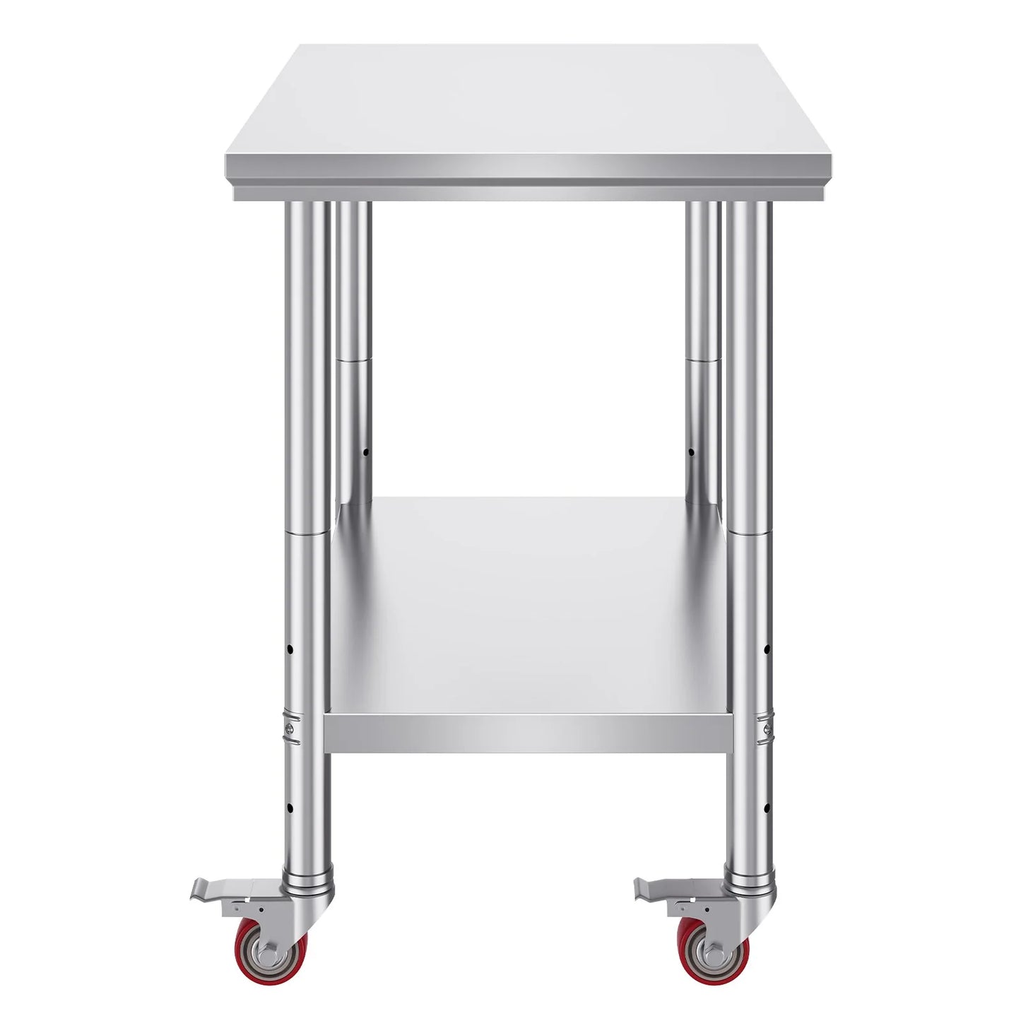 VEVOR Stainless Steel Work Table 36X24 Inch with 4 Wheels Commercial Food Prep Worktable with Casters Heavy Duty Work Table for Commercial Kitchen Restaurant