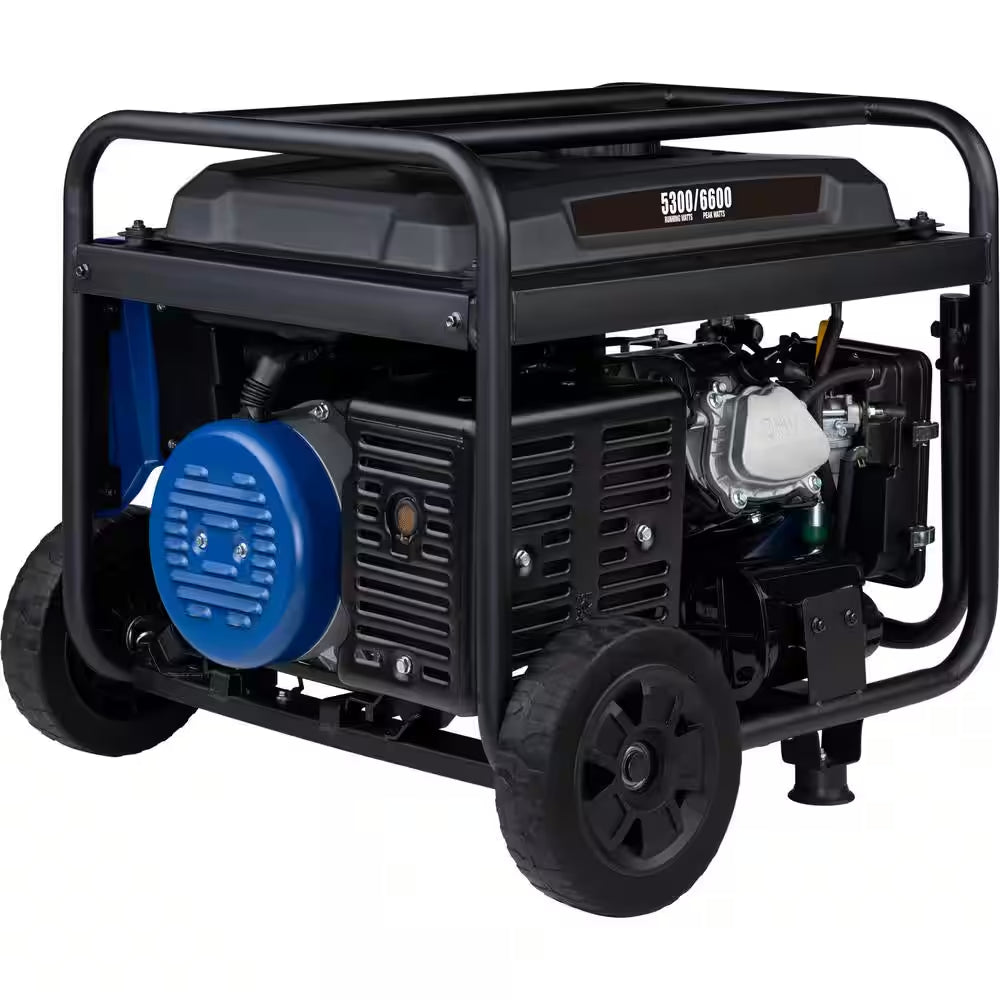 6,600/5,300-Watt Gas Powered Portable Generator with Electric Start, 30A 120/240V Outlet