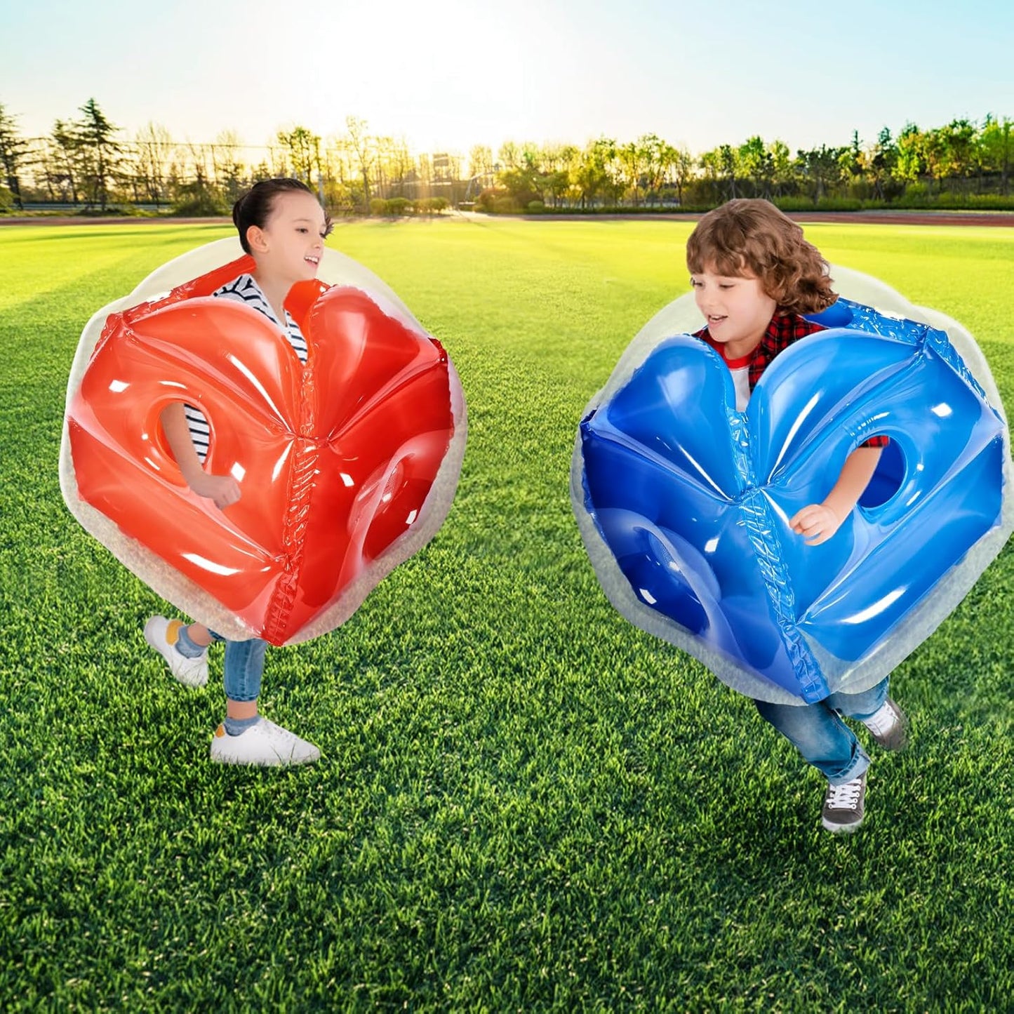 Inflatable Bumper Balls 2-Pack, 2FT/0.6M Body Sumo Zorb Balls for Kids, Durable PVC Human Hamster Bubble Balls for Child Outdoor Team Gaming Play, Bumper Bopper Toys for Playground, Yard, Park