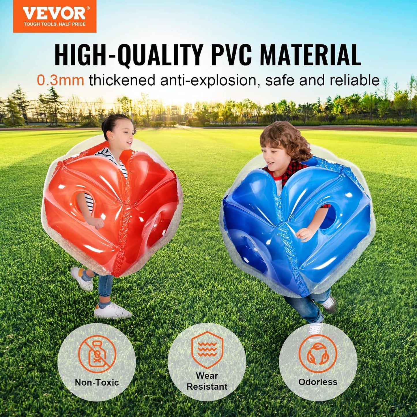 Inflatable Bumper Balls 2-Pack, 2FT/0.6M Body Sumo Zorb Balls for Kids, Durable PVC Human Hamster Bubble Balls for Child Outdoor Team Gaming Play, Bumper Bopper Toys for Playground, Yard, Park