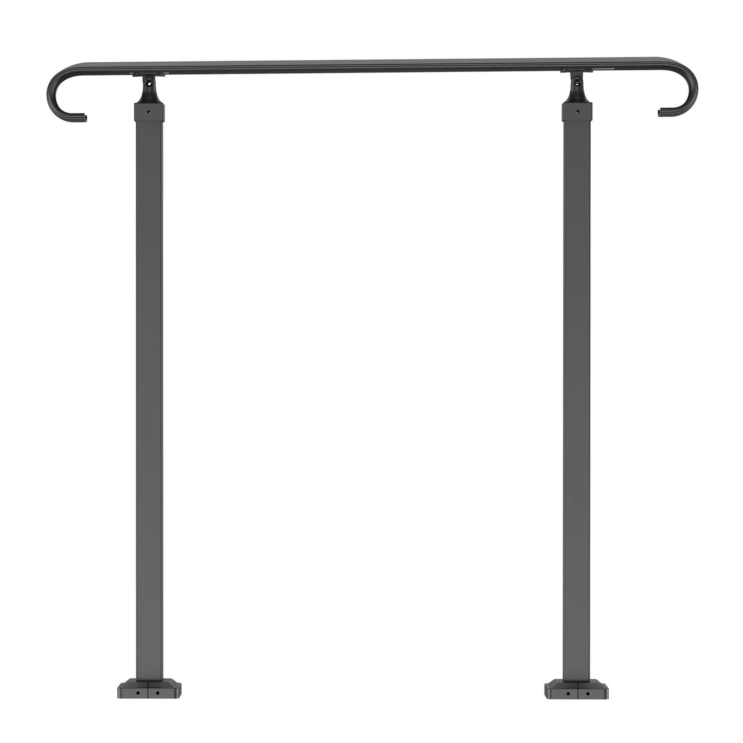 VEVOR Handrails for Outdoor Steps, Fit 1-3 Steps Outdoor Stair Railing, Wrought Iron Handrail, Adjustable Front Porch Hand Rail, Black Transitional Hand Railings for Concrete Steps or Wooden Stairs