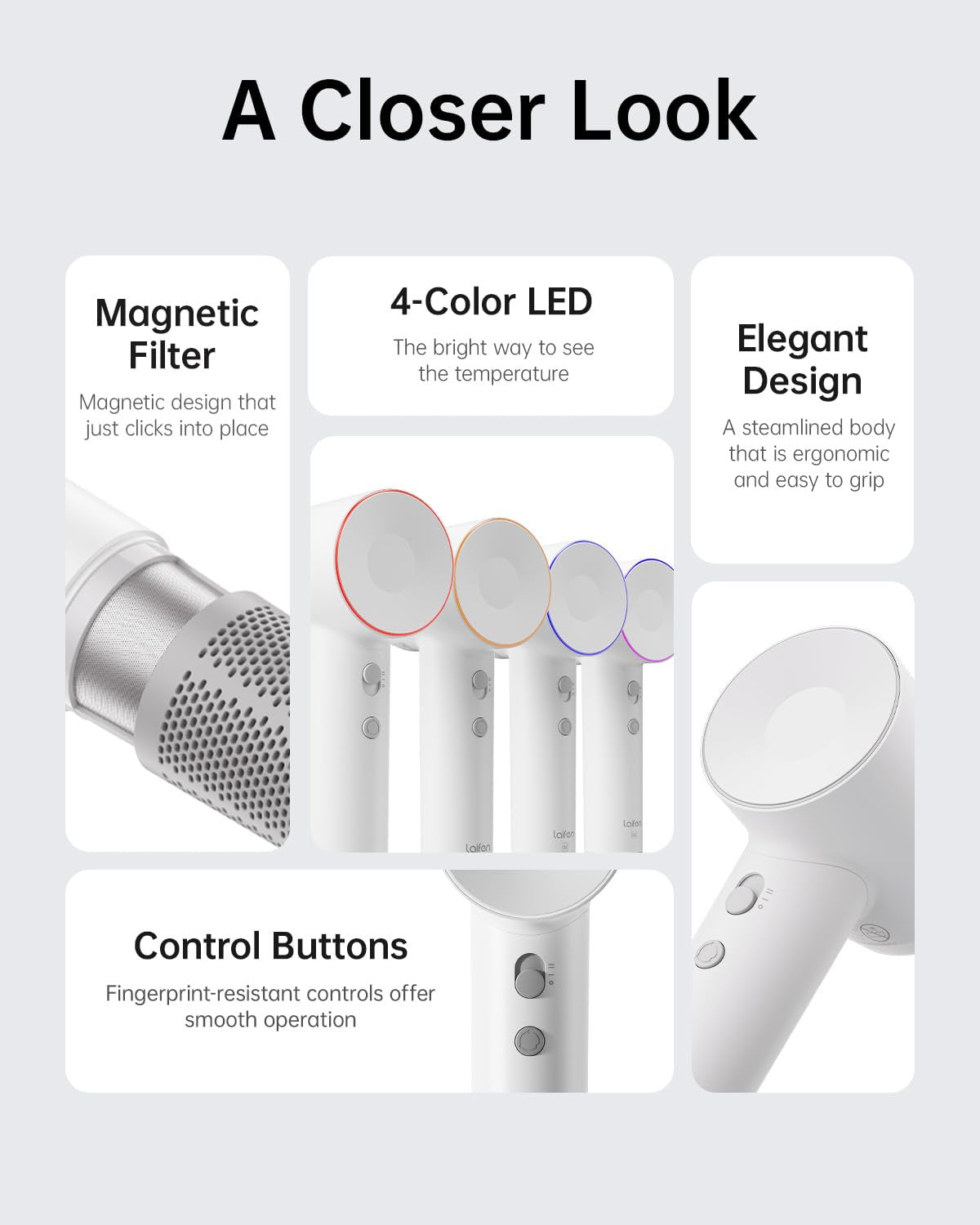 Hair Dryer SE, 200 Million Negative Ionic Blow Dryer with 105,000 RPM Brushless Motor 1400W Powerful Fast Drying High-Speed Low Noise Hairdryer with Magnetic Attachments