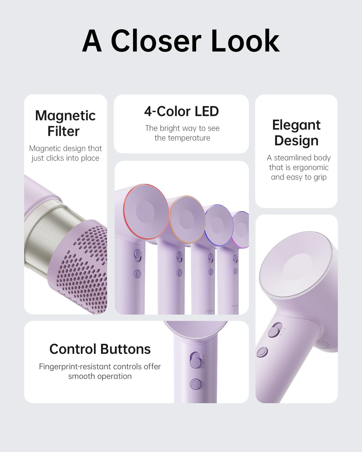 Hair Dryer SE, 200 Million Negative Ionic Blow Dryer with 105,000 RPM Brushless Motor 1400W Powerful Fast Drying High-Speed Low Noise Hairdryer with Magnetic Attachments