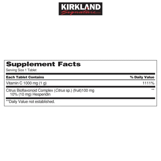 KKL Extra Strength Vitamin C 1000 mg, 500 Count, Immune & Antioxidant Support, Daily Dietary Supplement