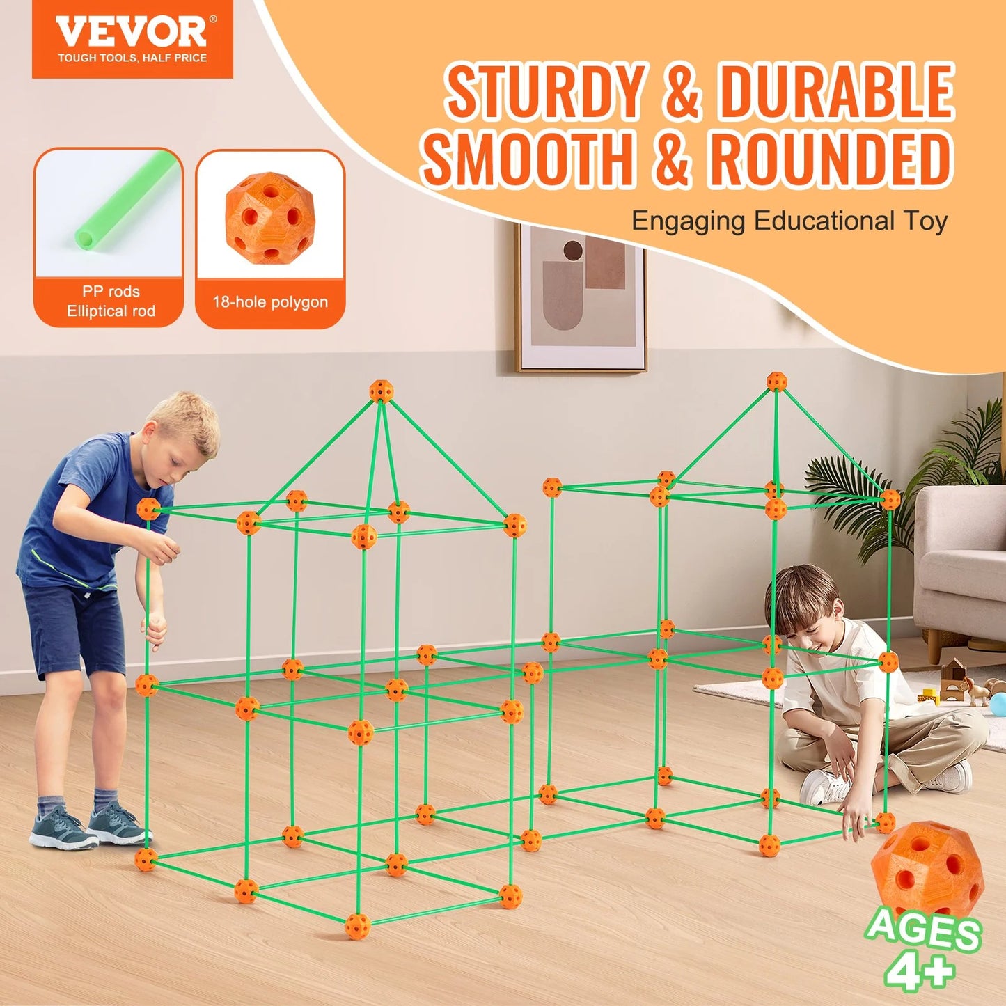 Glow in the Dark! Christmas Gift! VEVOR Tent Fort Building Kit for Kid Glow in the Dark STEM Construction Toy 140P