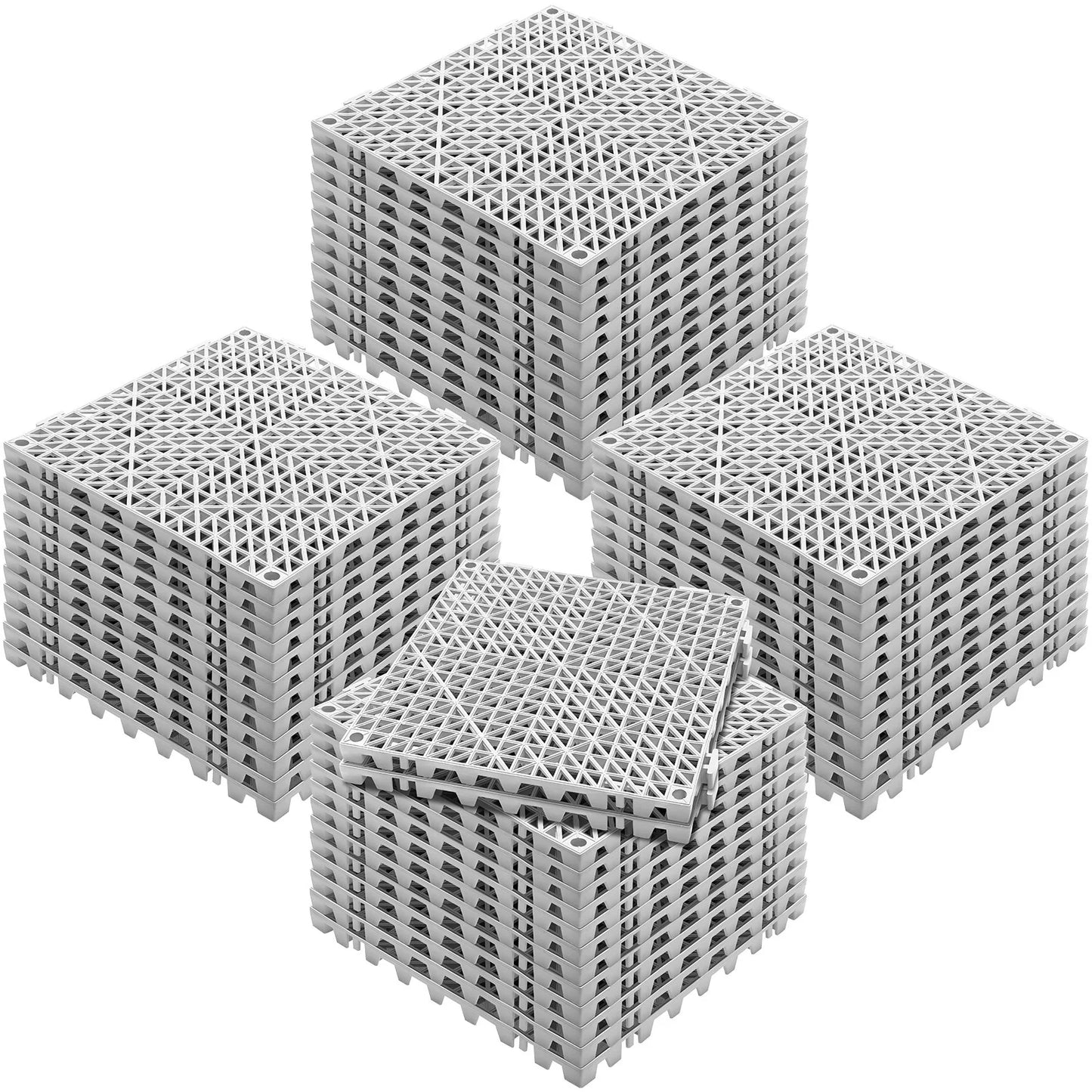 VEVOR Interlocking Tile 50PCS Gray, Drainage Tiles 12 X 12 Splicing, Soft PVC Interlocking Drainage Floor Tiles, Non-Slip Drainage Holes for Restroom, Bathroom, Kitchen, Pool, Wet Areas
