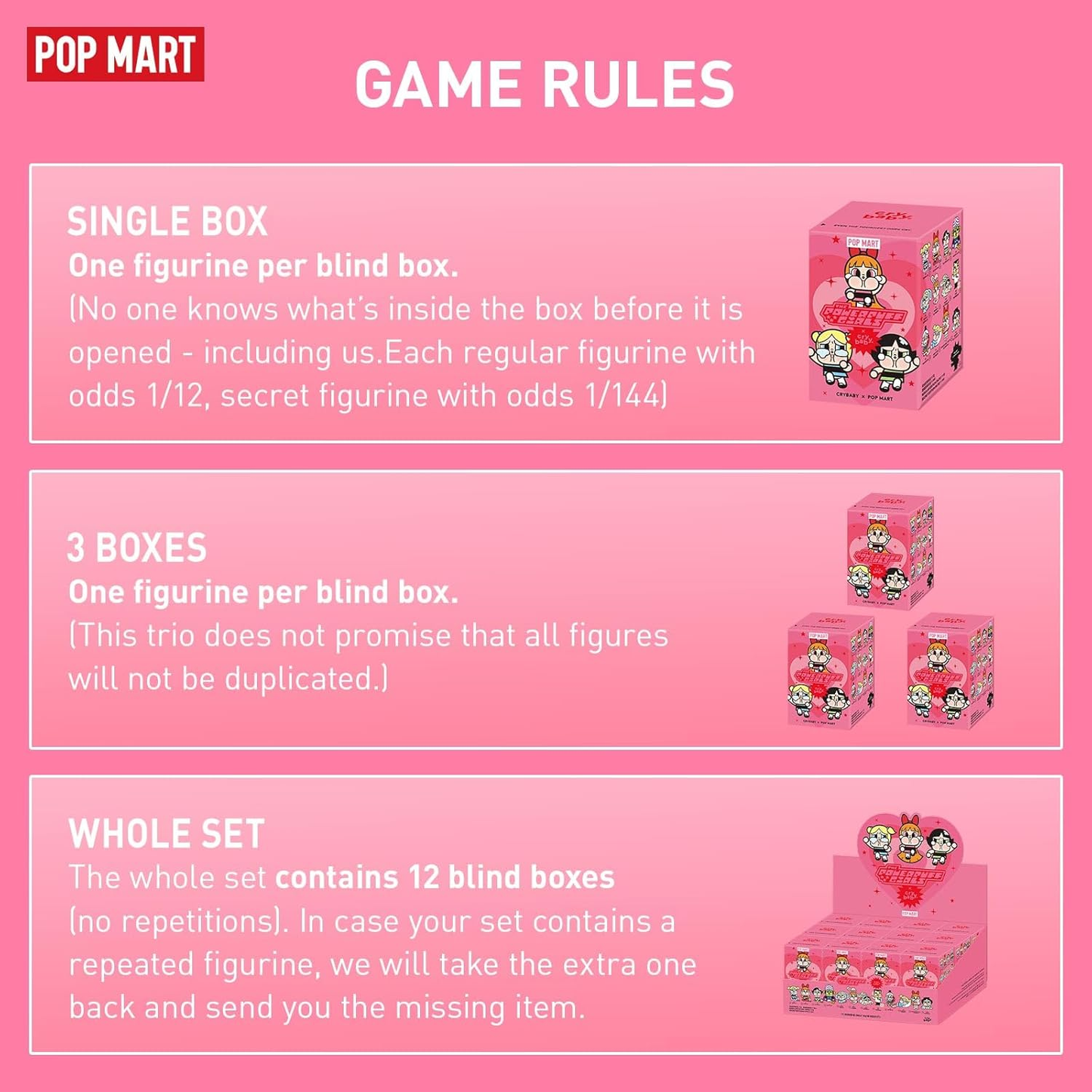 CRYBABY X Powerpuff Girls Series Figures, 12Pcs CRYBABY Blind Box Figures, Random Design Action Figures Collectible Toys Home Decorations, Holiday Birthday Gifts for Girls and Boys, Whole Set