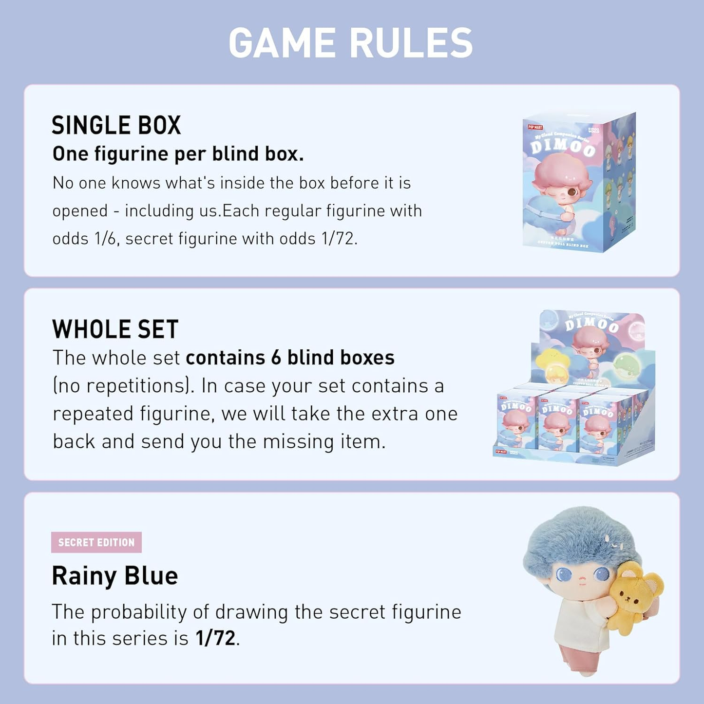DIMOO My Cloud Companion Series-Cotton Doll Blind Box, Random Design Action Figures Collectible Toys Home Decorations, Holiday Birthday Gifts, Single Box