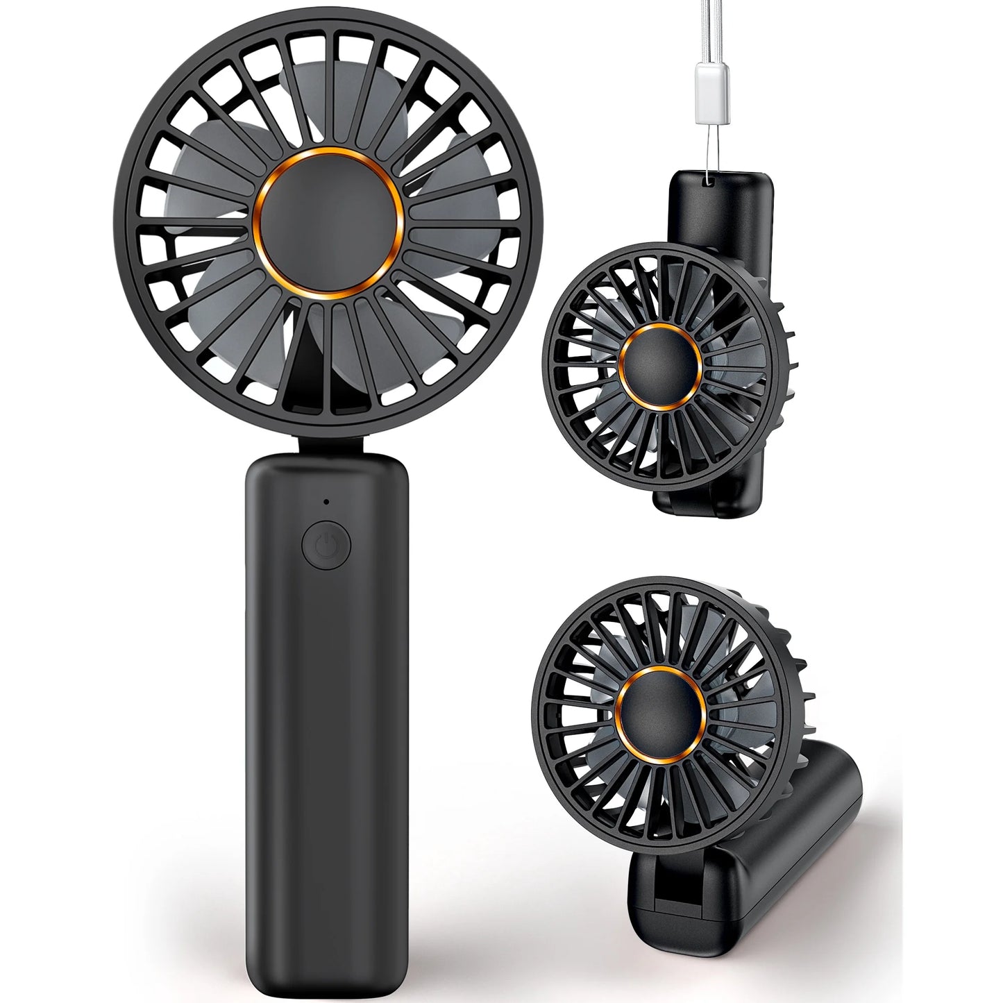 Portable Handheld Fan, Mini Portable Fan, 2000Mah Rechargeable USB Fan, 3 Speed Personal Small Desk Fan, Strong Airflow, Super Quiet, Pocket Fan with Carabiner for Girl Women Home Outdoor Indoor Pink