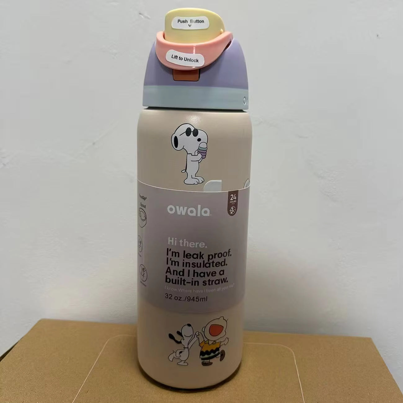 OWALAs FreeSip Limited Edition Water Bottle Yellow Snoopy 24Oz