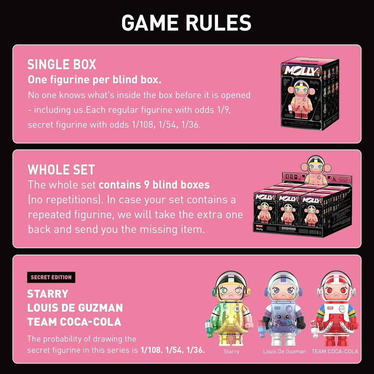MEGA Space Molly 100% Series 3, Molly Blind Box Figures, Random Design Action Figures Collectible Toys Home Decorations, Holiday Birthday Gifts for Boys and Girls, Single Box