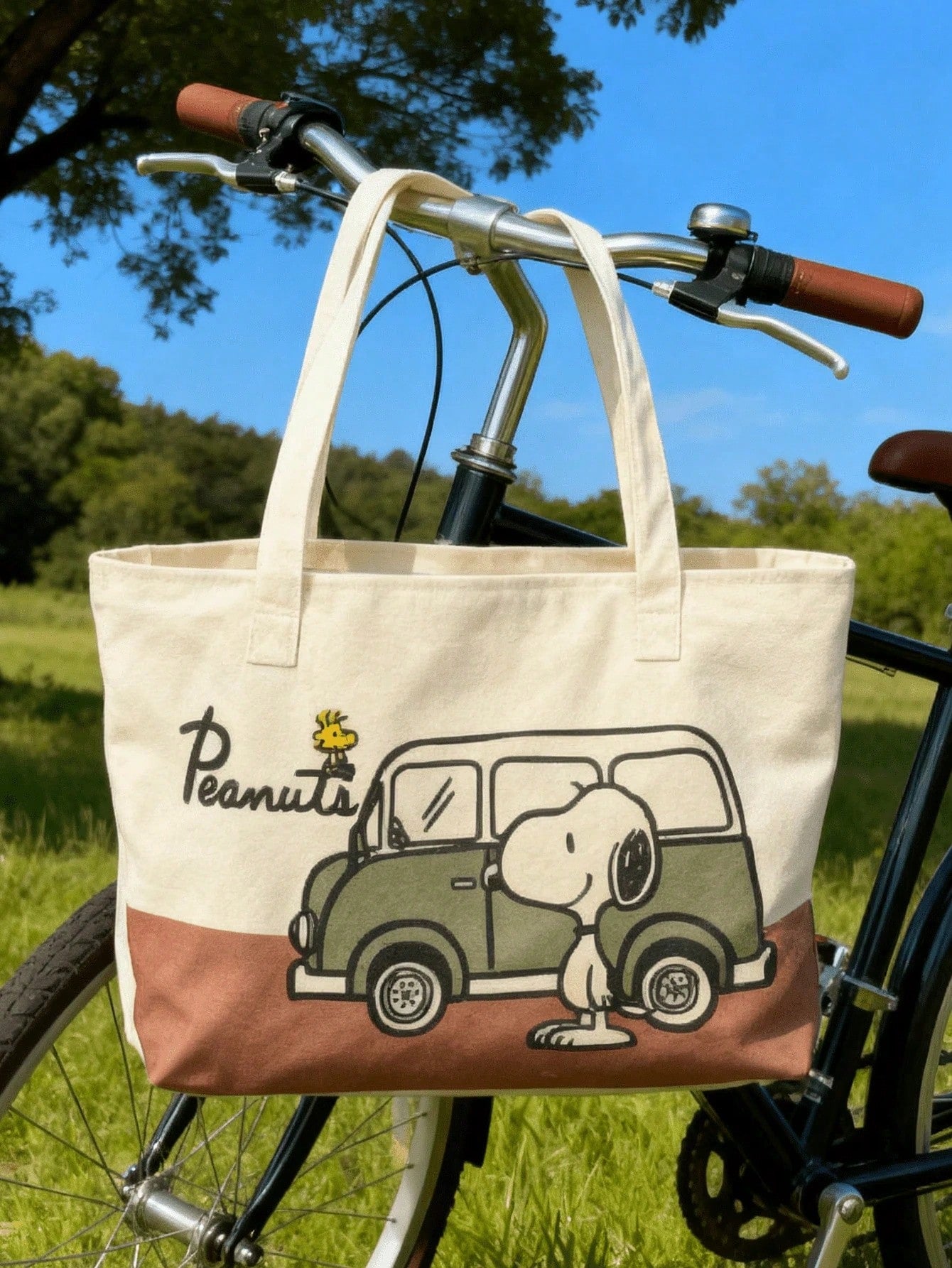 SNOOPY Large Capacity Canvas Tote Bag – Cute Peanuts Shoulder Bag for Work, Shopping & Everyday Use