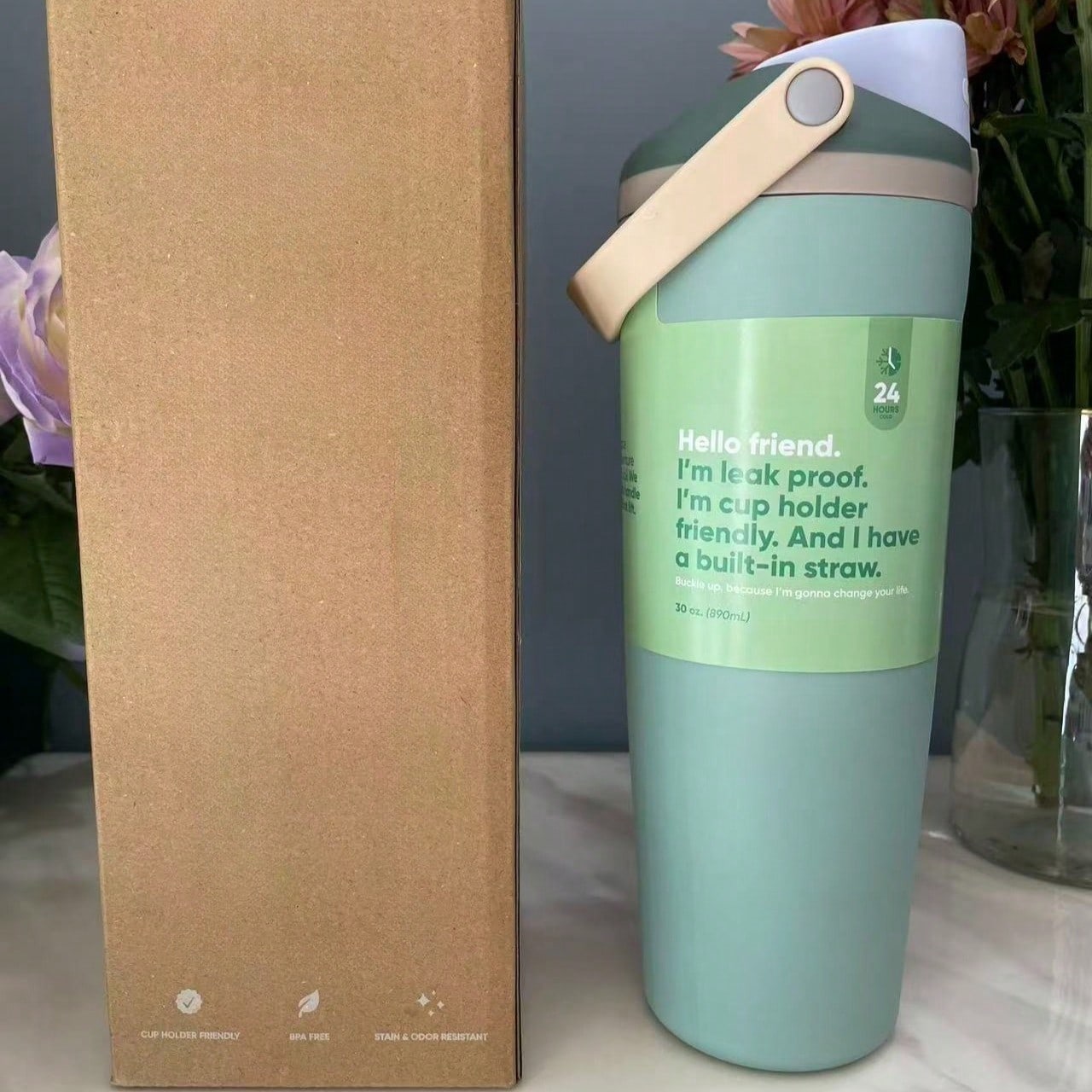 🥤 30oz Boneyard Vacuum Insulated Tumbler – Stainless Steel Hot & Cold Travel Mug(Light Green)