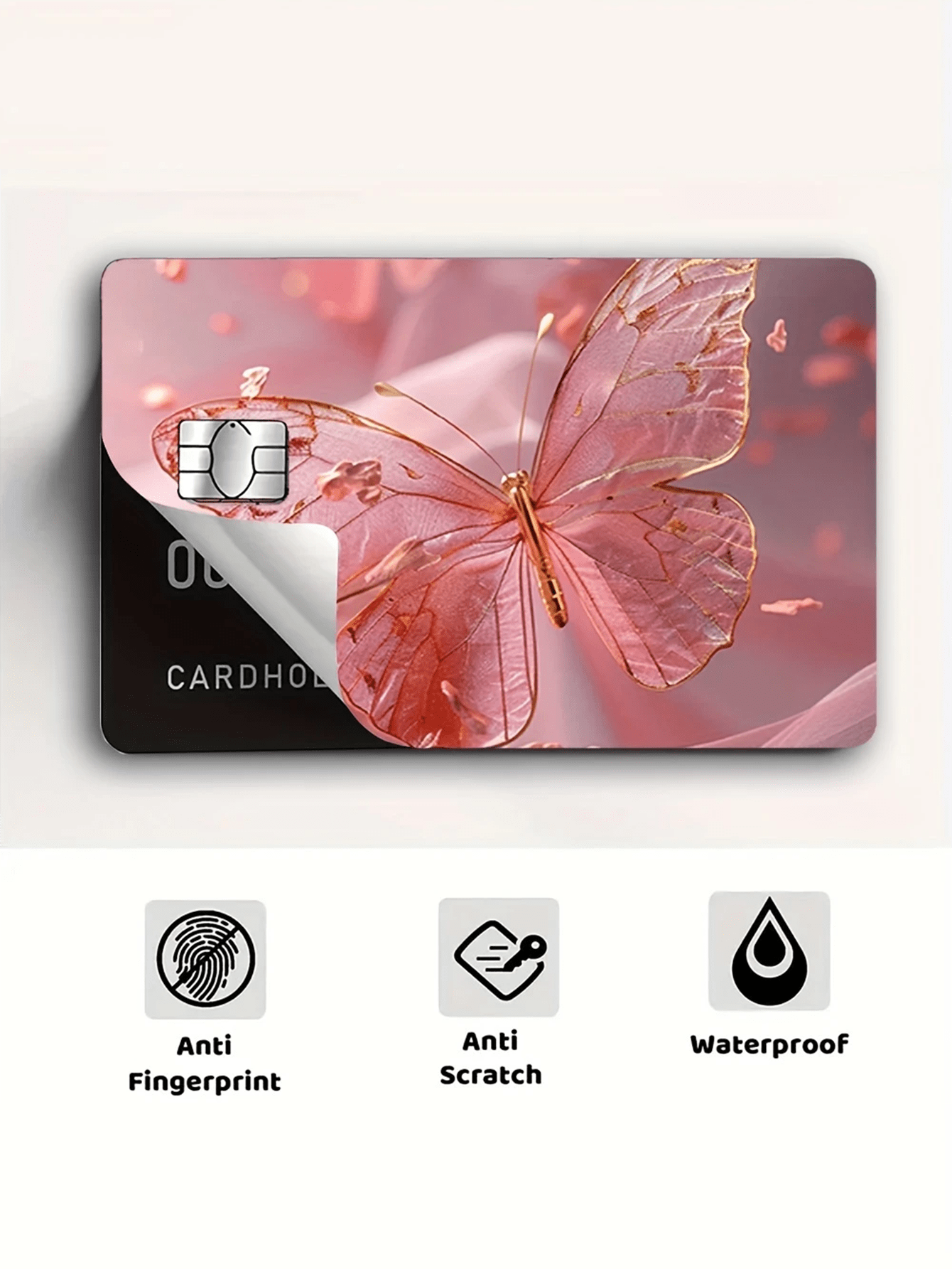4Pcs Butterfly Credit/Debit Card Stickers – Colorful PVC Cartoon Card Skins, Fashionable & Durable