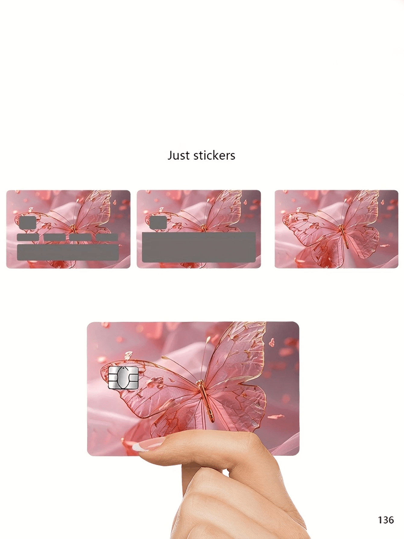 4Pcs Butterfly Credit/Debit Card Stickers – Colorful PVC Cartoon Card Skins, Fashionable & Durable