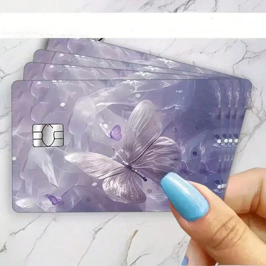 4Pcs Butterfly Credit/Debit Card Stickers – Colorful PVC Cartoon Card Skins, Fashionable & Durable