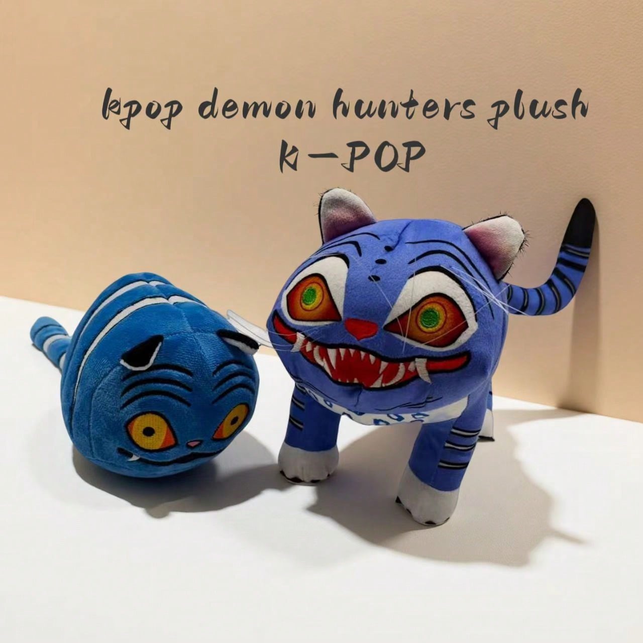 K-POP Demon Hunters Plush Toy — Cute Blue Tiger Stuffed Animal, Kawaii Anime Style Collectible Doll (Official Licensed K-POP Gift)